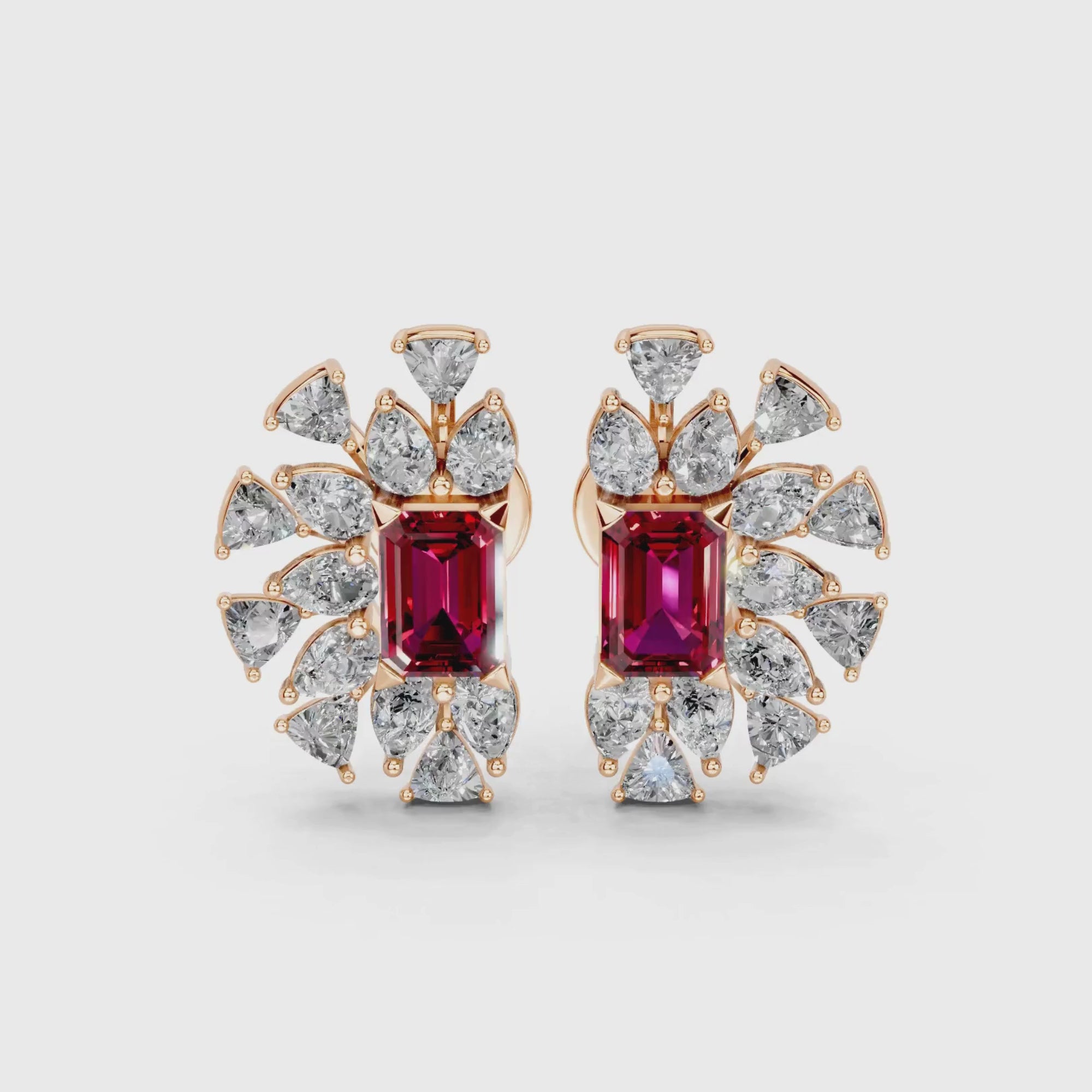 Scarlet Crescent Diamond Earrings
