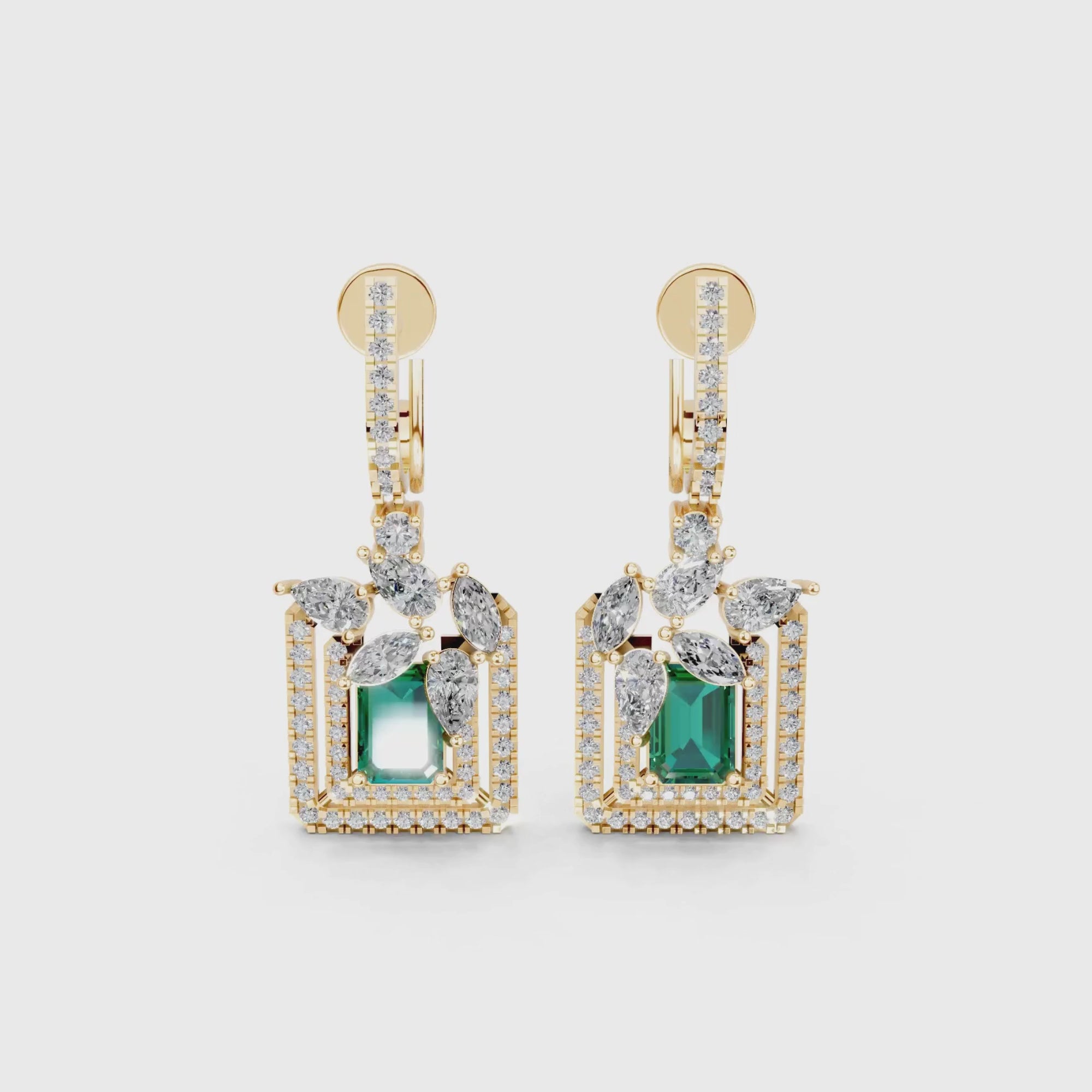 Verdant Foliage Square Diamond Drops
