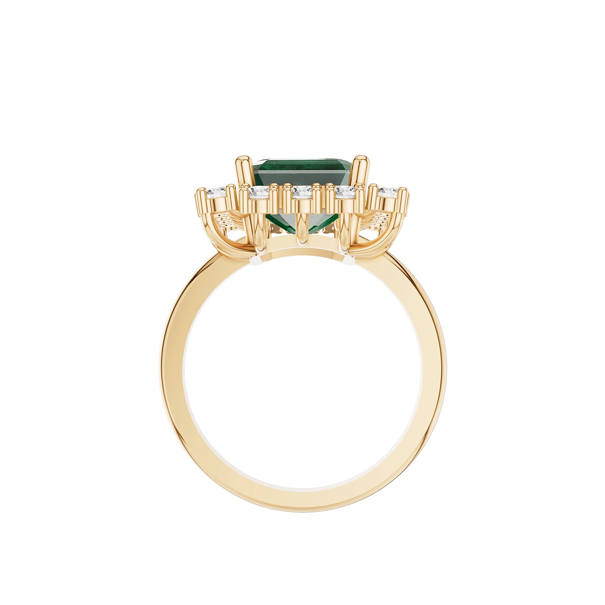 Seraphina Emerald and Diamond Halo Ring