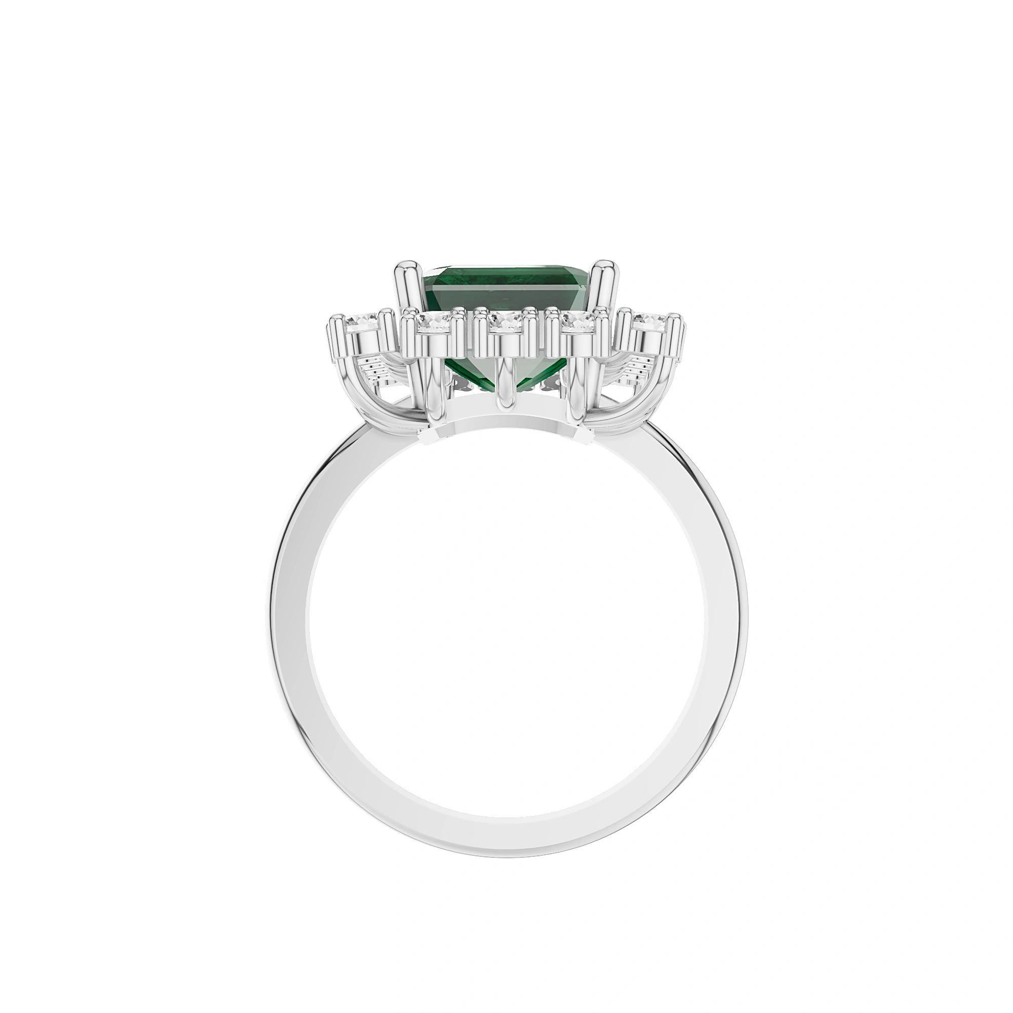 Seraphina Emerald and Diamond Halo Ring