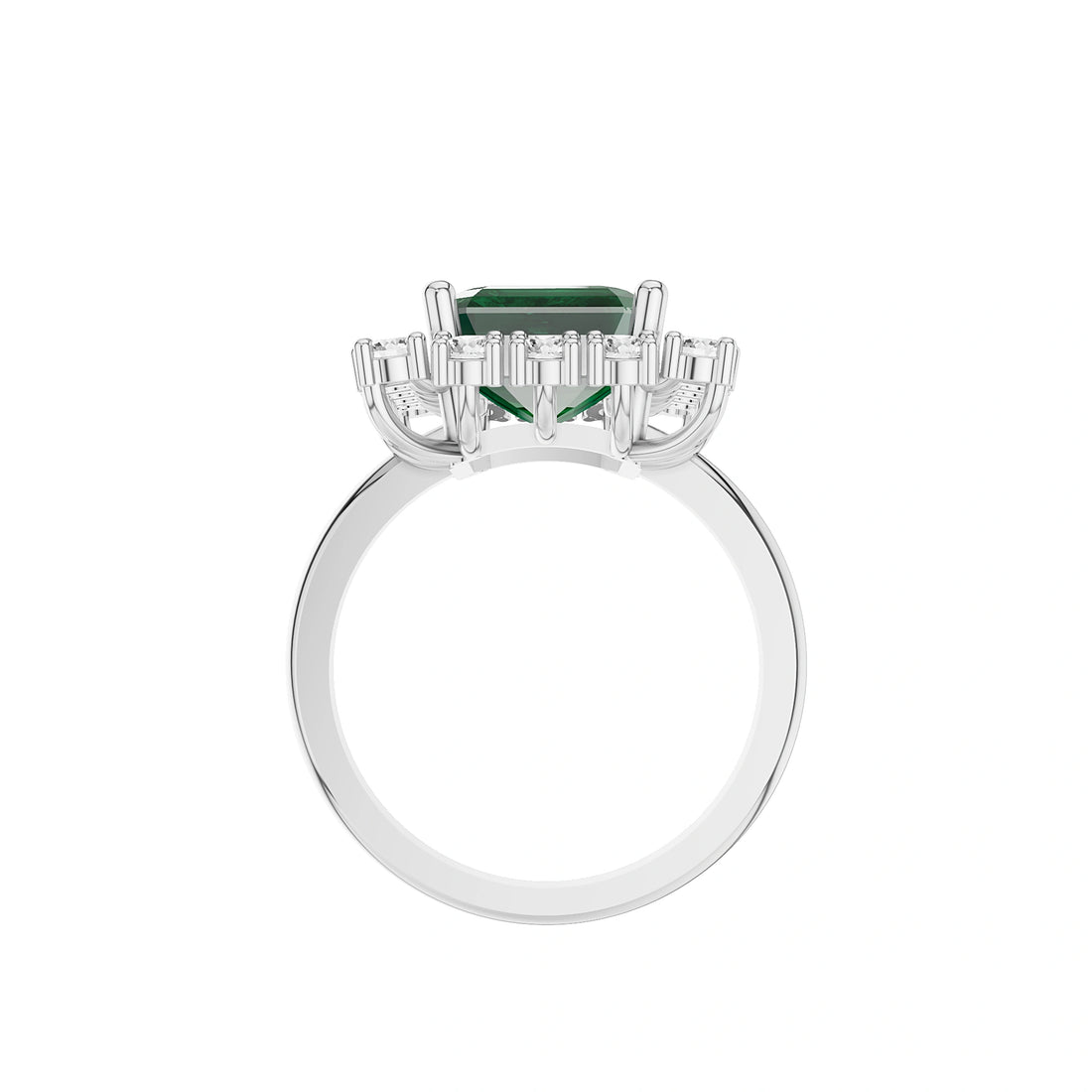 Seraphina Emerald and Diamond Halo Ring