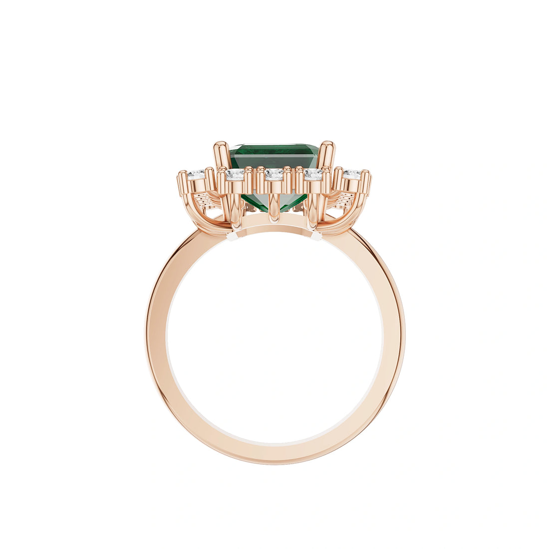 Seraphina Emerald and Diamond Halo Ring