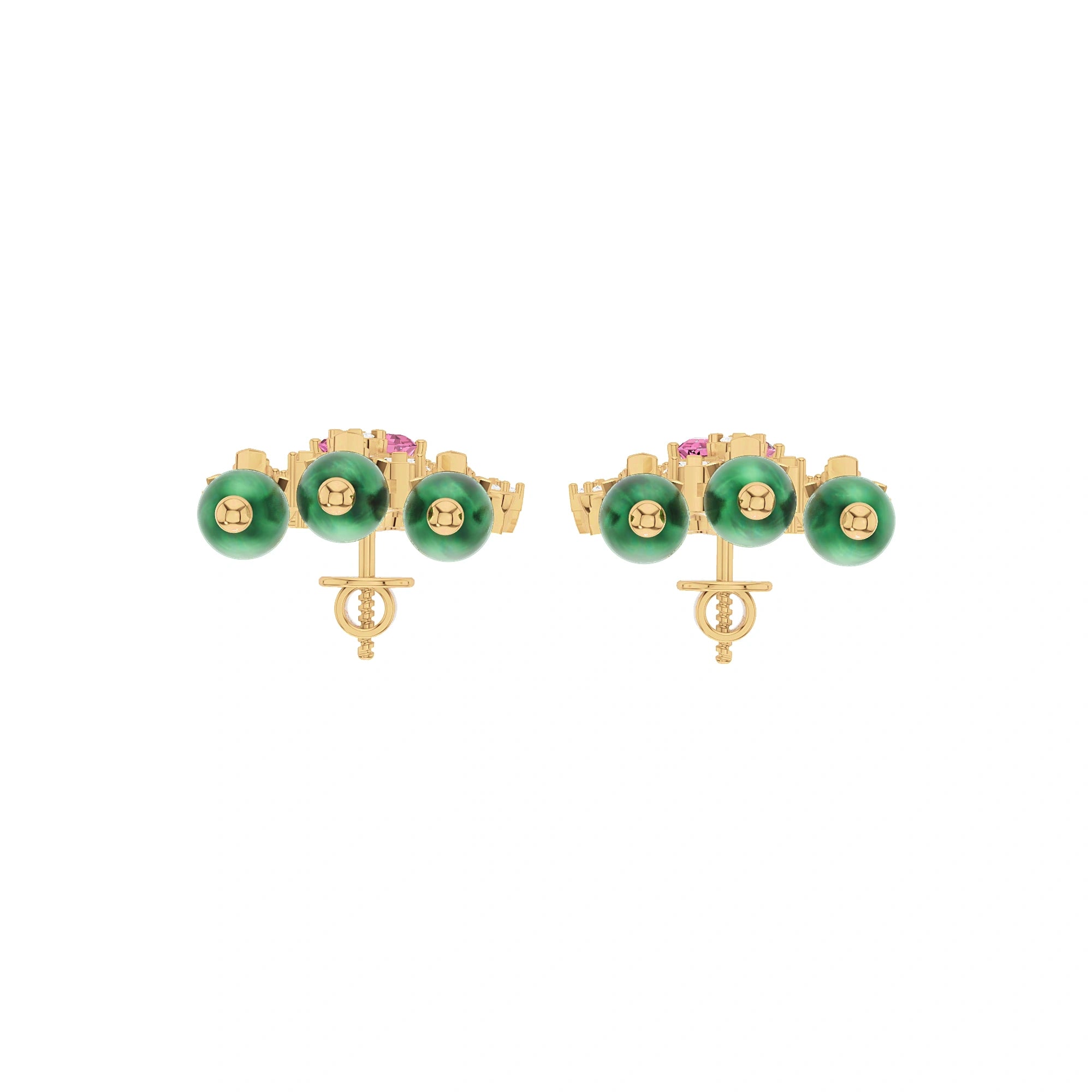 Anaya Pink and Green Gemstone Chandelier Earrings