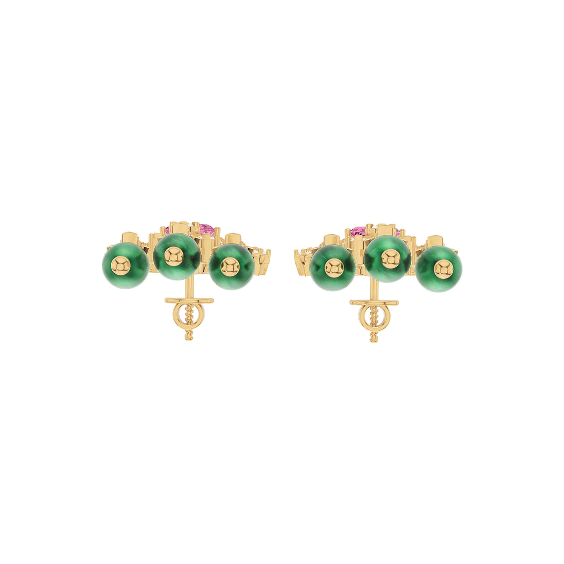 Anaya Pink and Green Gemstone Chandelier Earrings