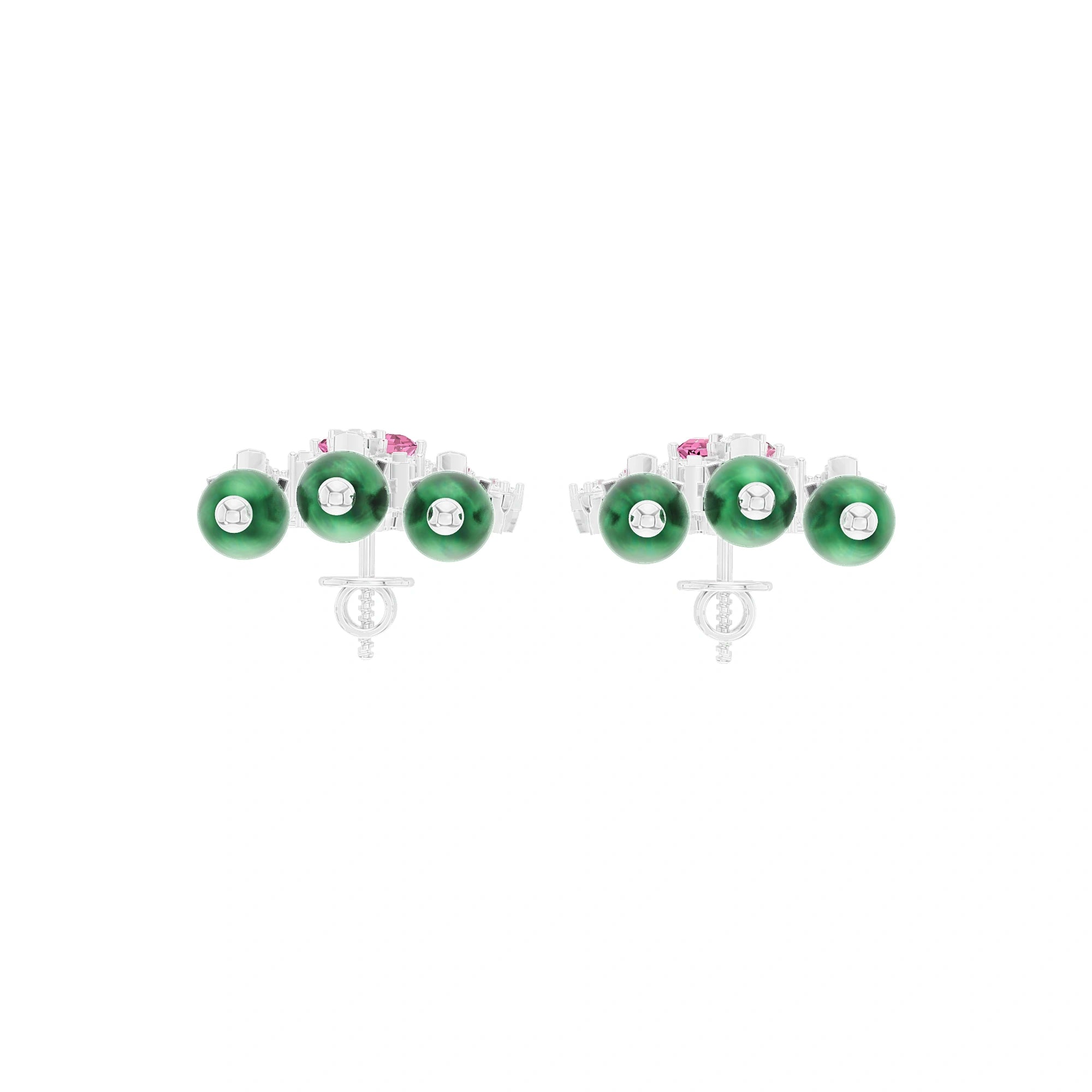 Anaya Pink and Green Gemstone Chandelier Earrings