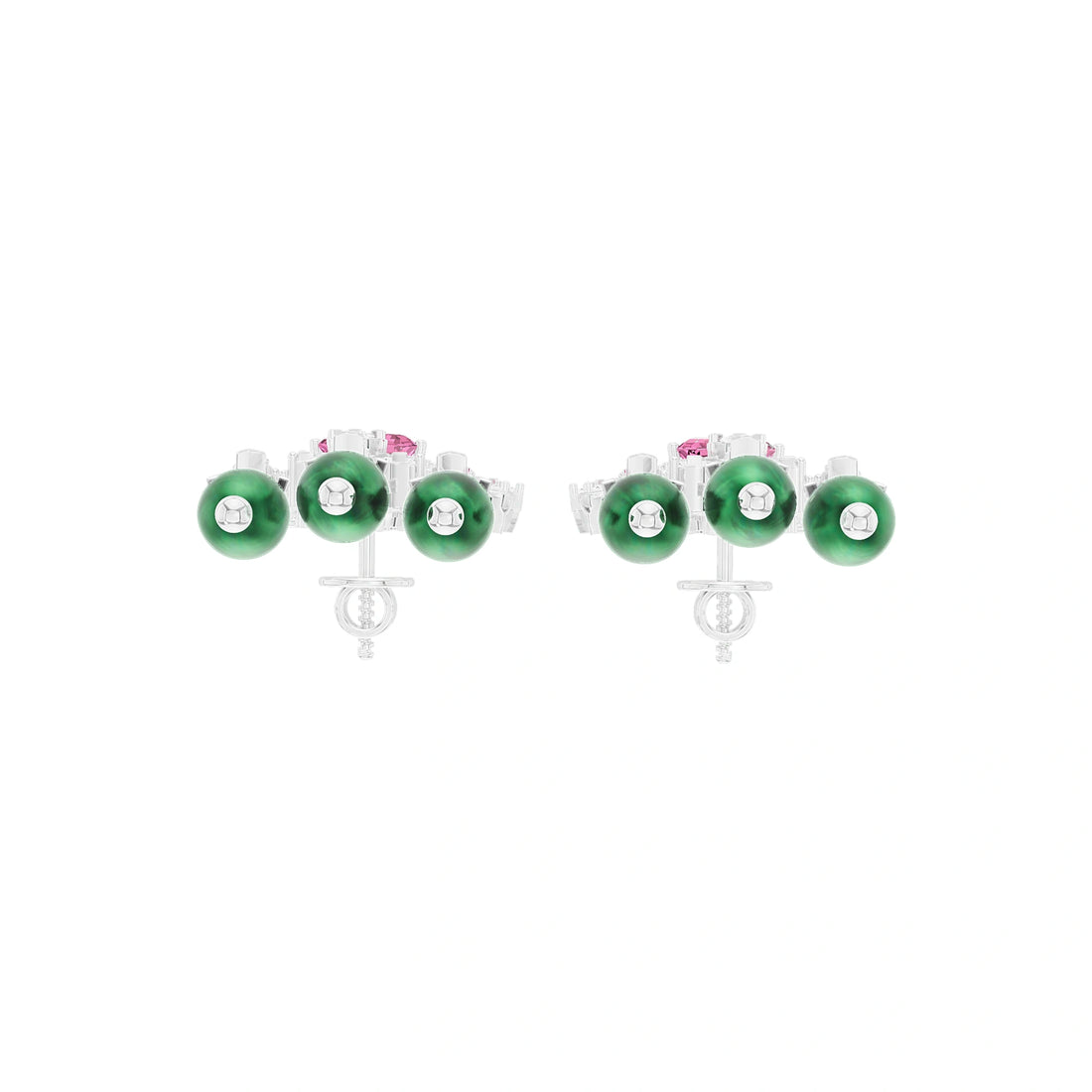 Anaya Pink and Green Gemstone Chandelier Earrings