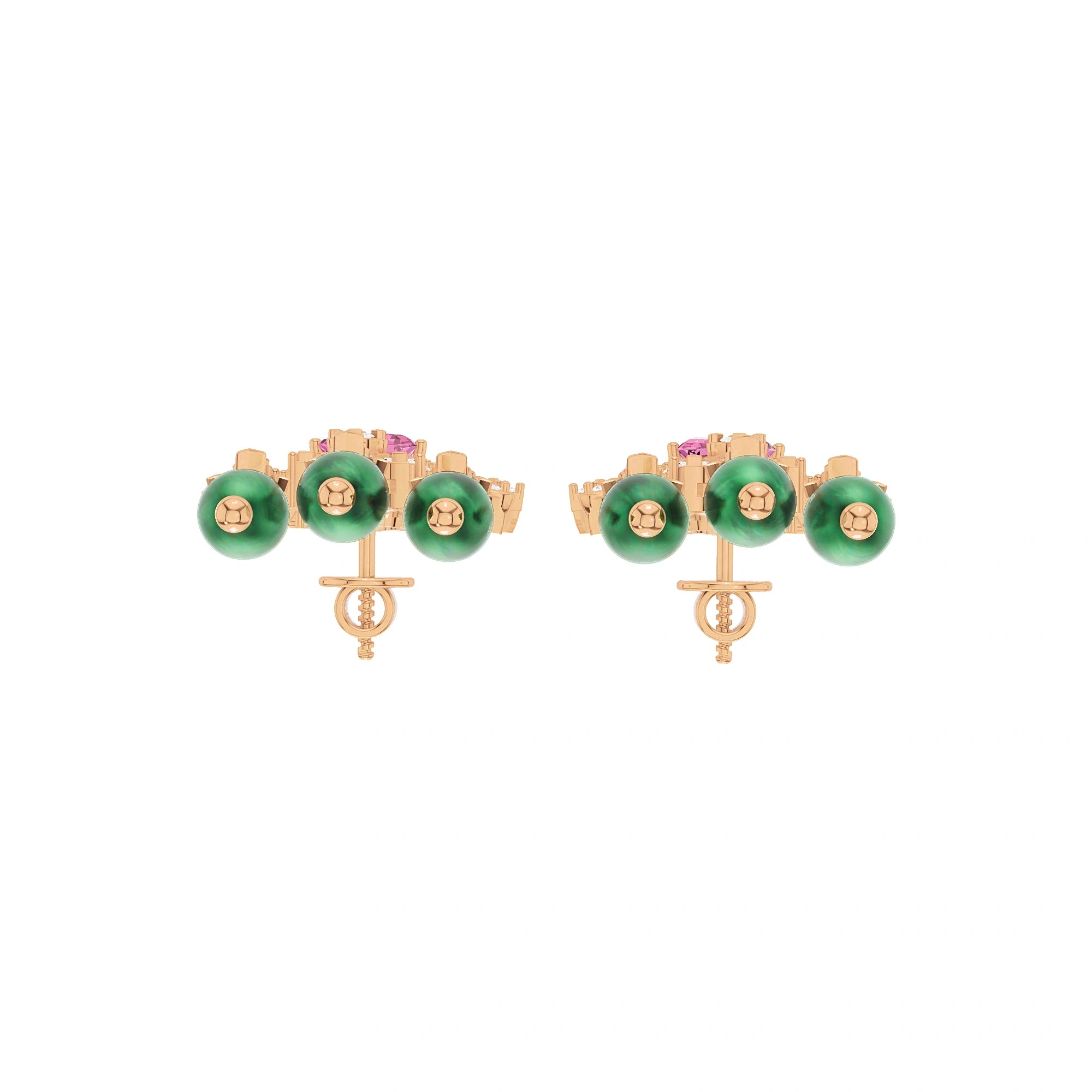 Anaya Pink and Green Gemstone Chandelier Earrings