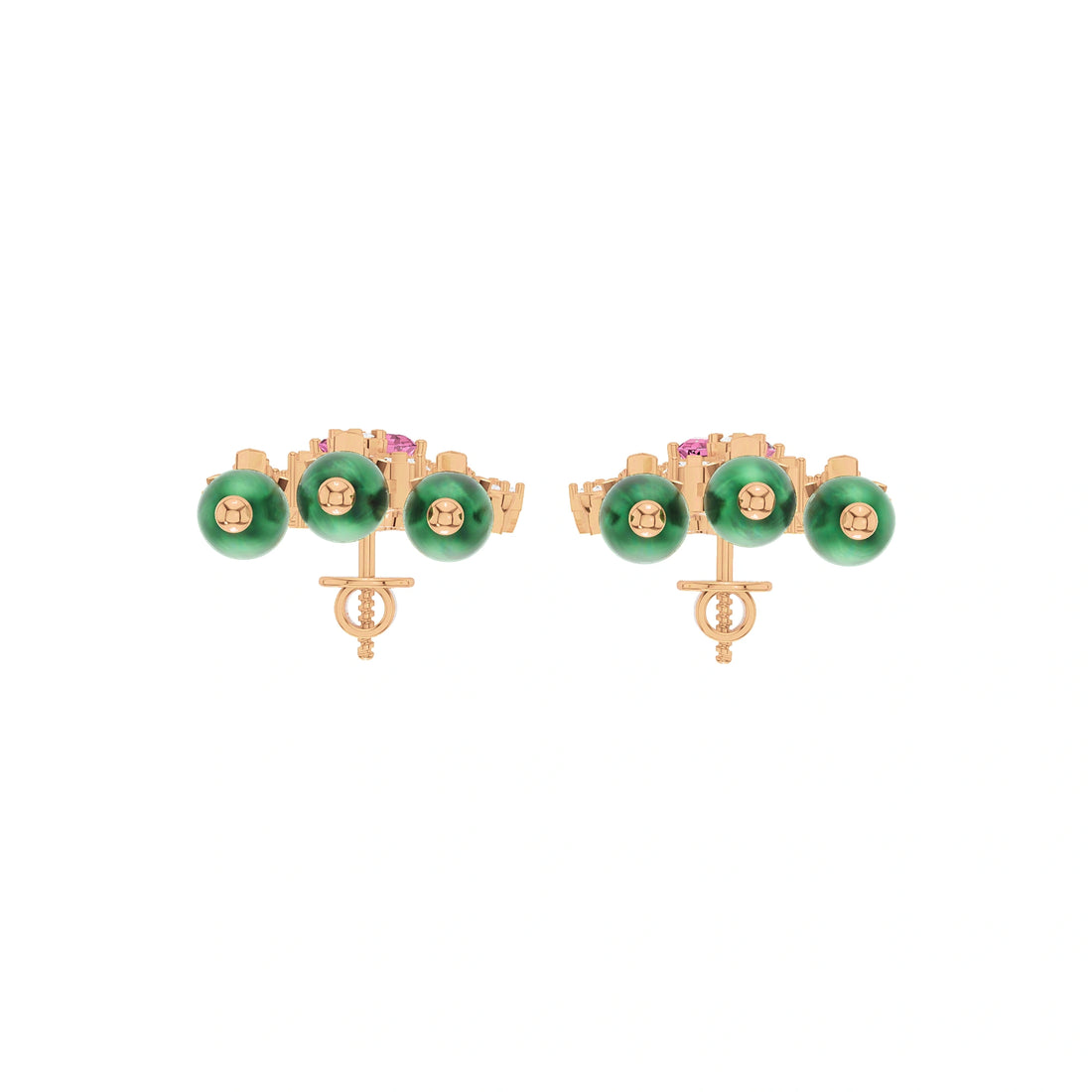 Anaya Pink and Green Gemstone Chandelier Earrings