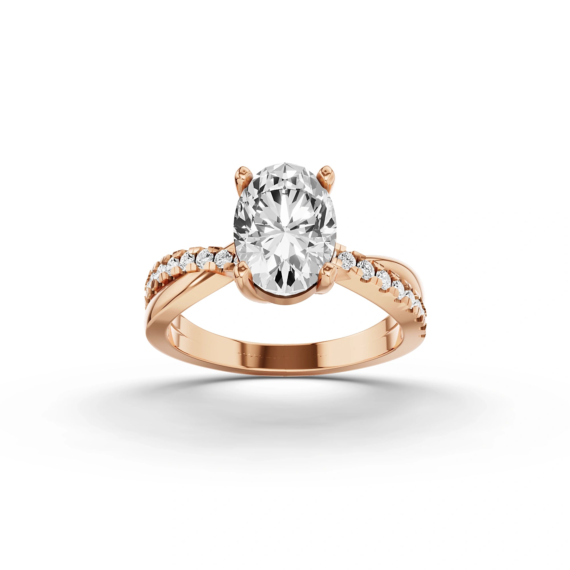 Faye Oval Diamond Ring with Diamond Accents