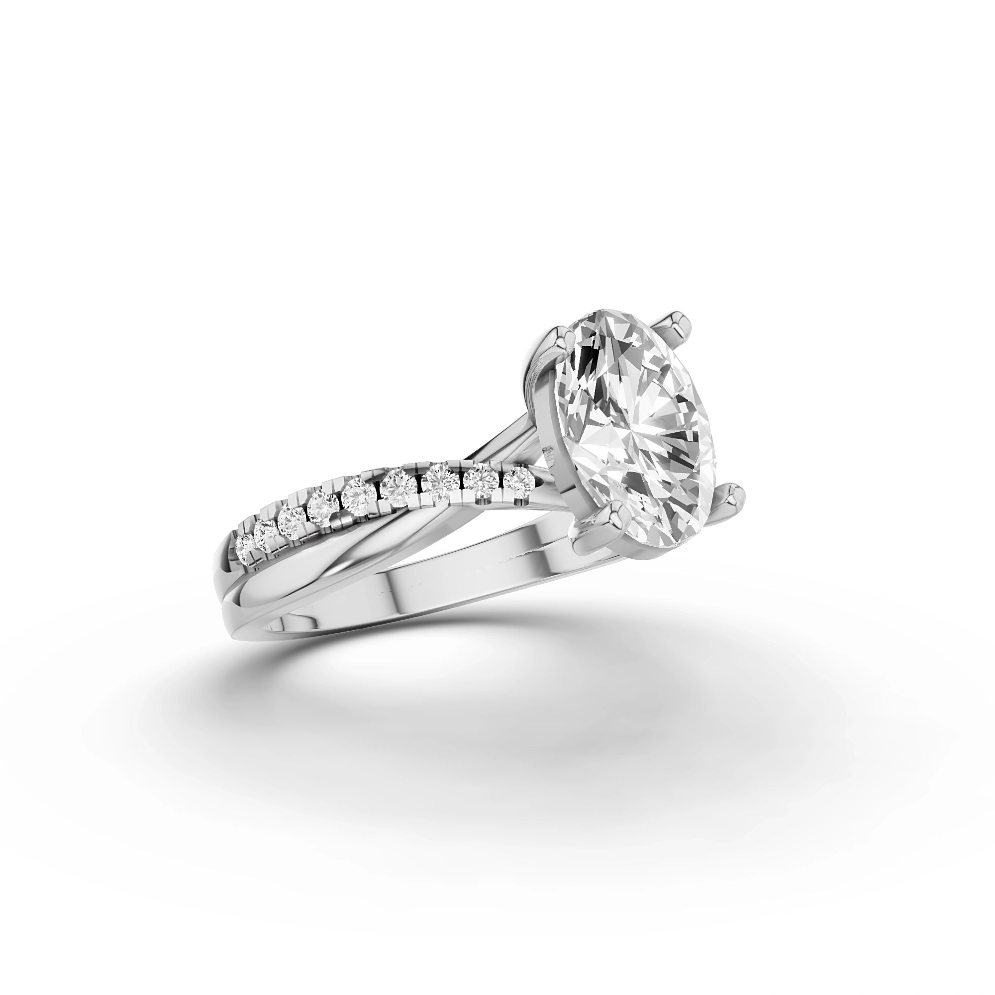 Faye Oval Diamond Ring with Diamond Accents