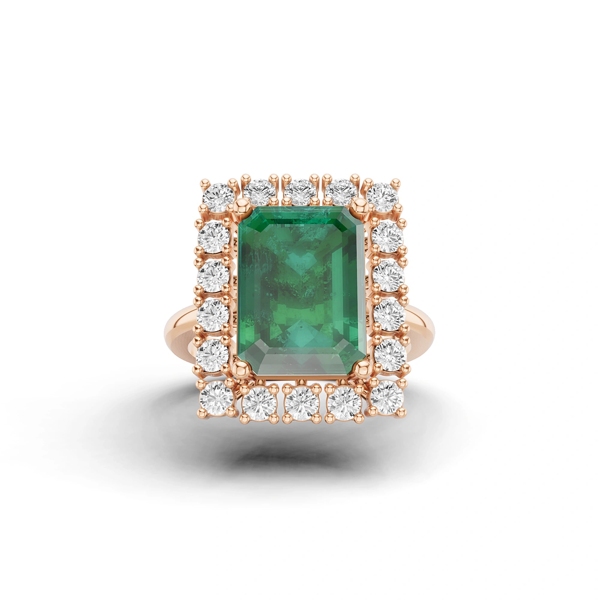 Seraphina Emerald and Diamond Halo Ring