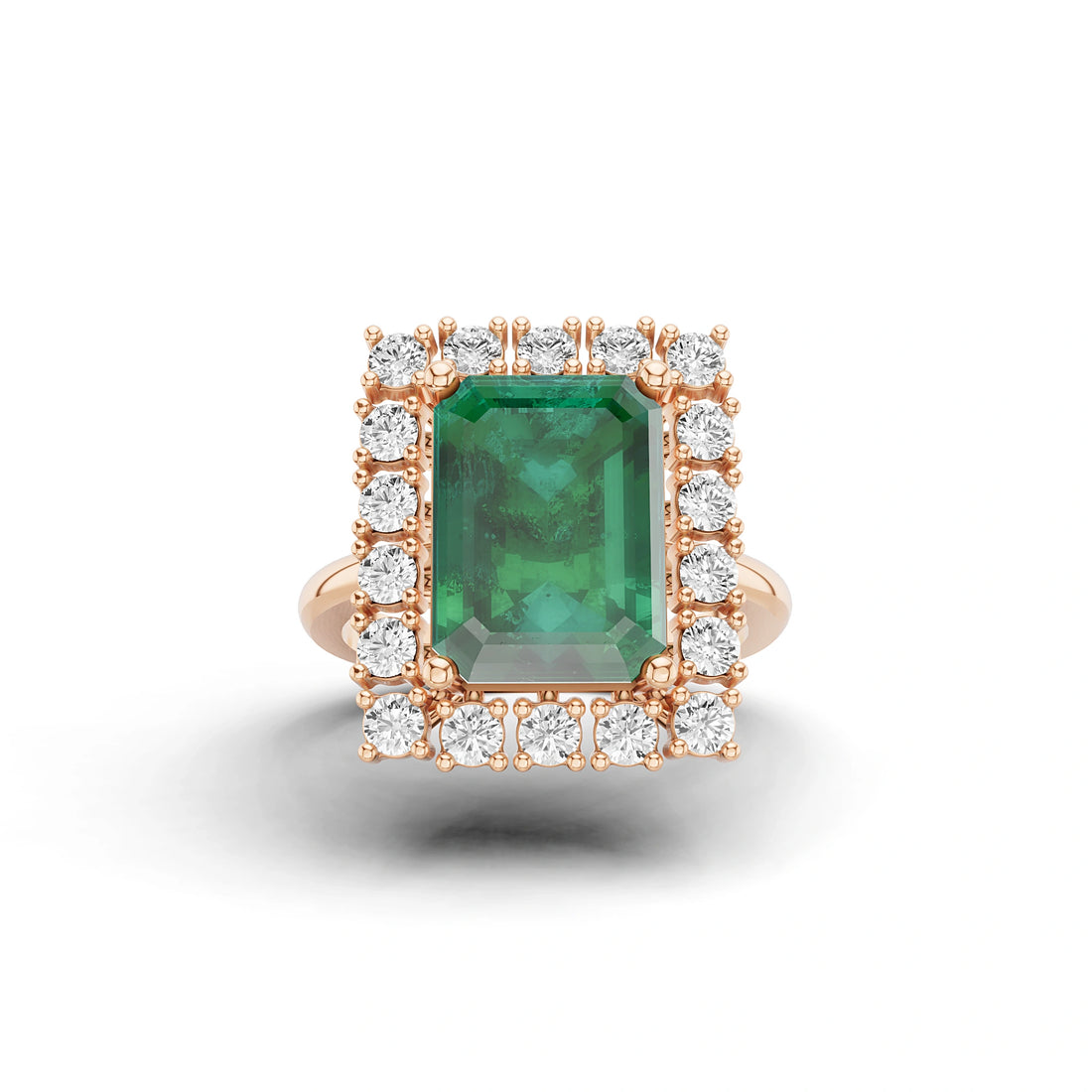 Seraphina Emerald and Diamond Halo Ring