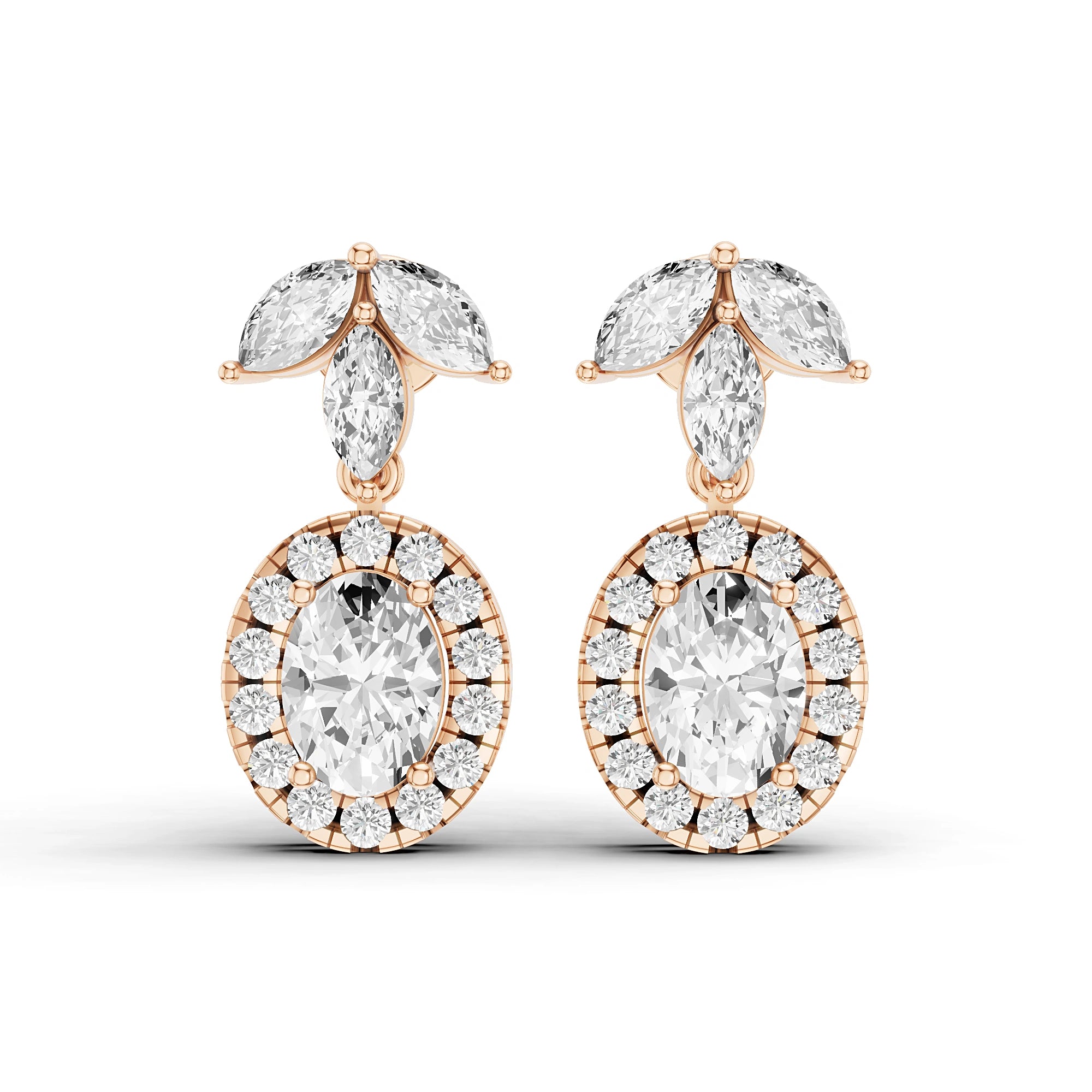 Ishani Oval and Marquise Diamond Drop Earrings