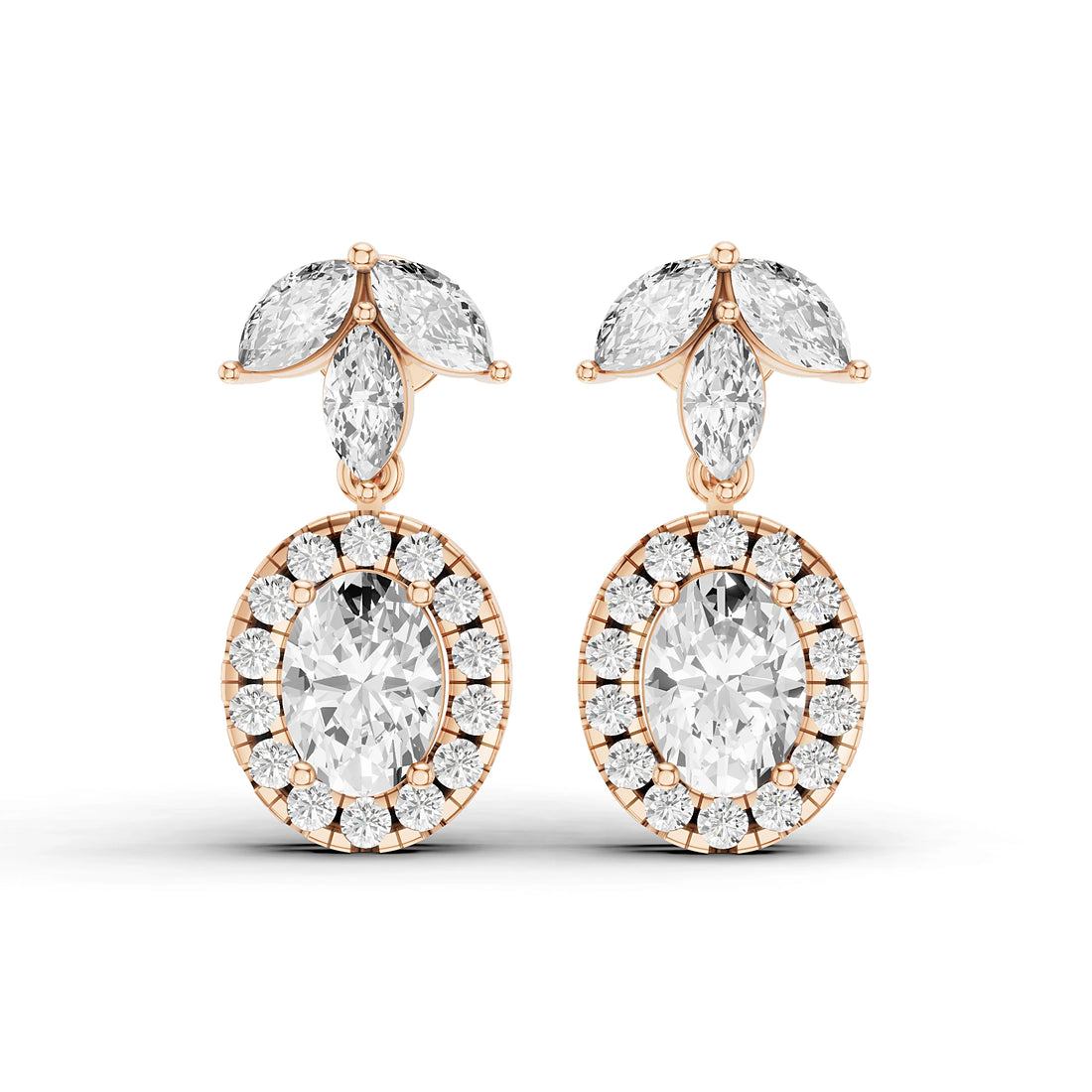Ishani Oval and Marquise Diamond Drop Earrings