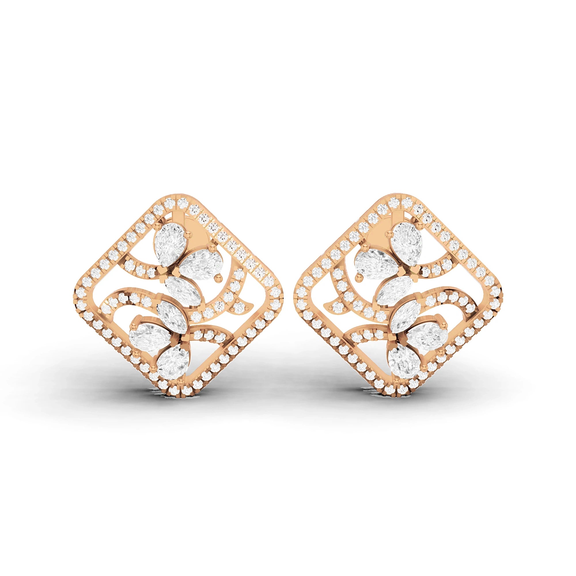 Aria Marquise and Pear Diamond Cluster Earrings