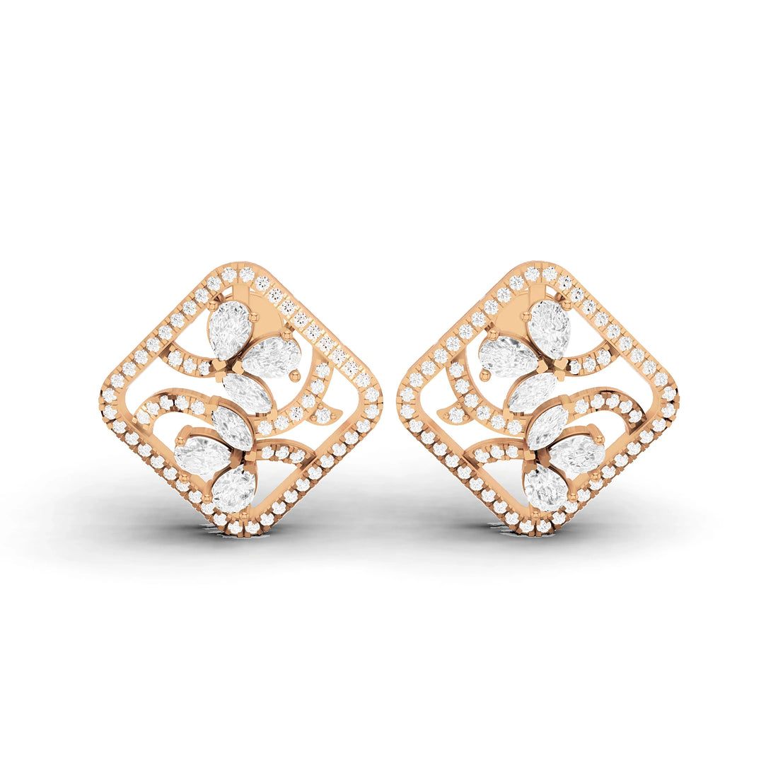 Aria Marquise and Pear Diamond Cluster Earrings