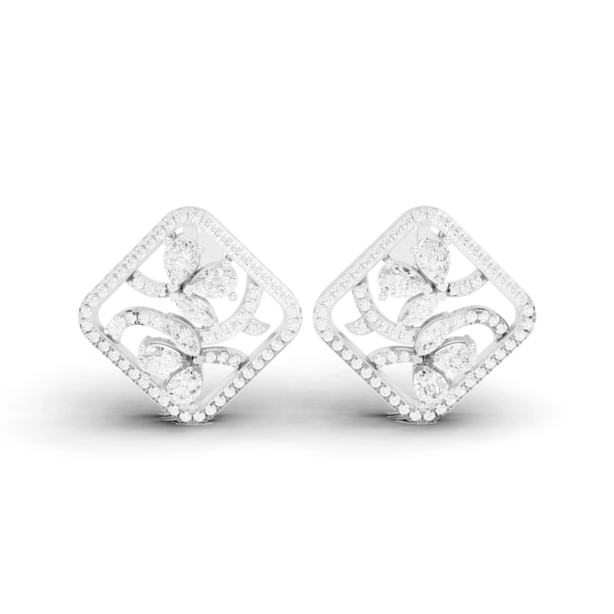 Aria Marquise and Pear Diamond Cluster Earrings