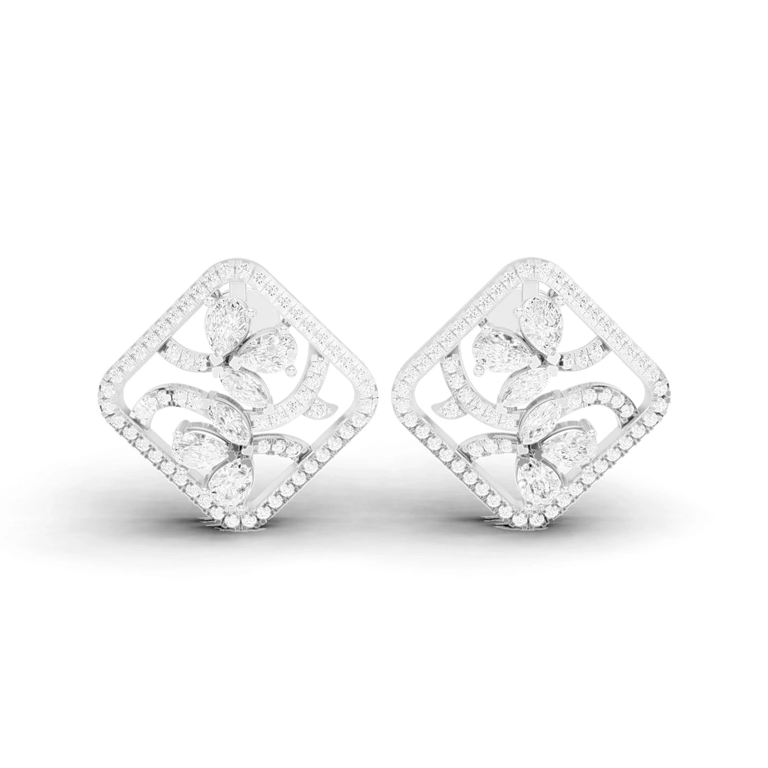 Aria Marquise and Pear Diamond Cluster Earrings