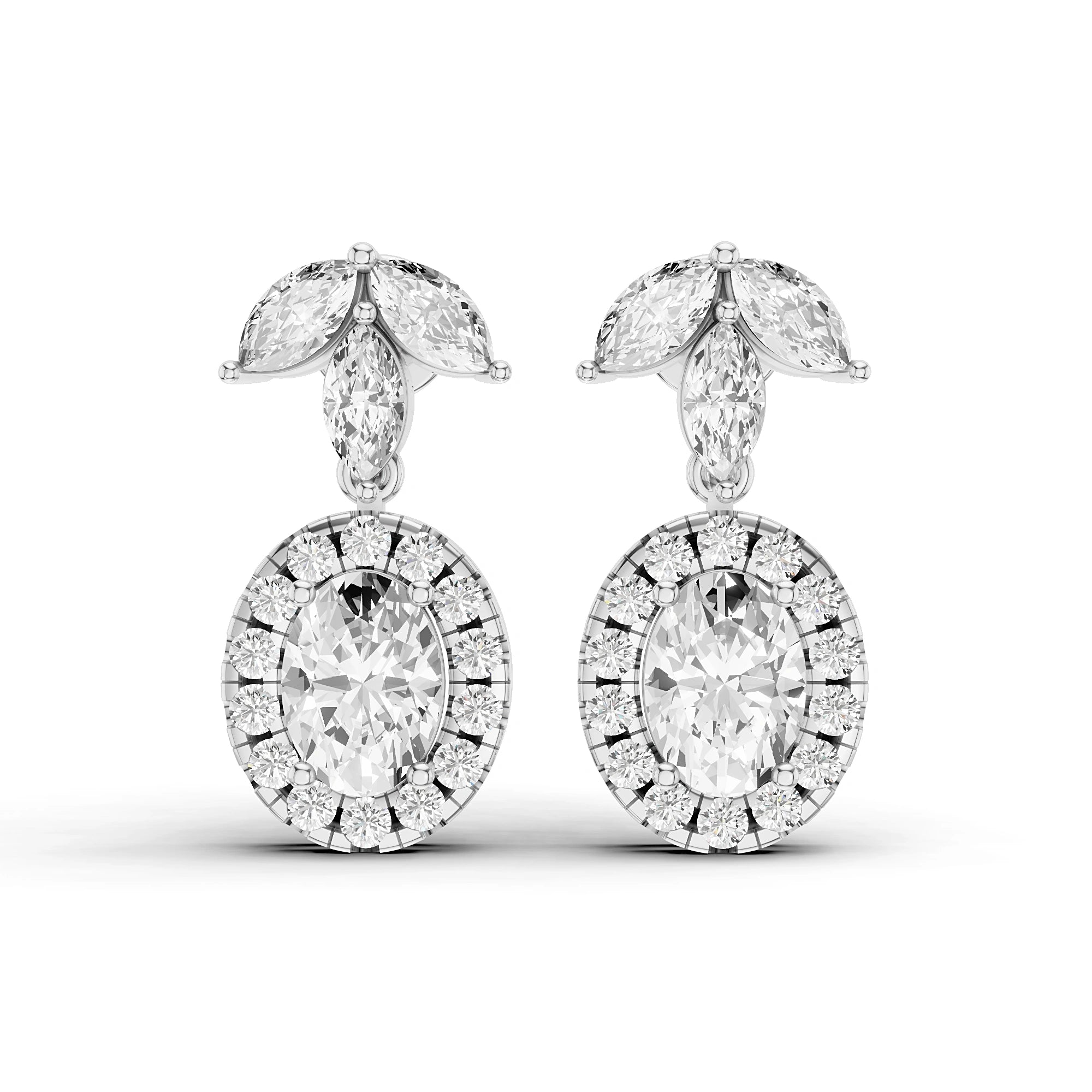 Ishani Oval and Marquise Diamond Drop Earrings
