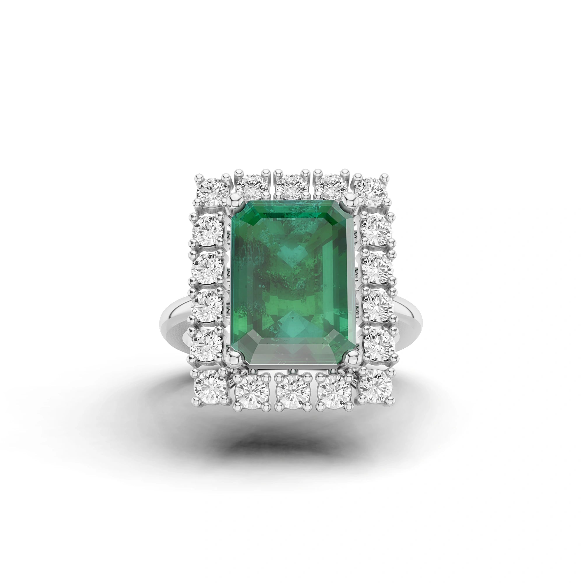 Seraphina Emerald and Diamond Halo Ring