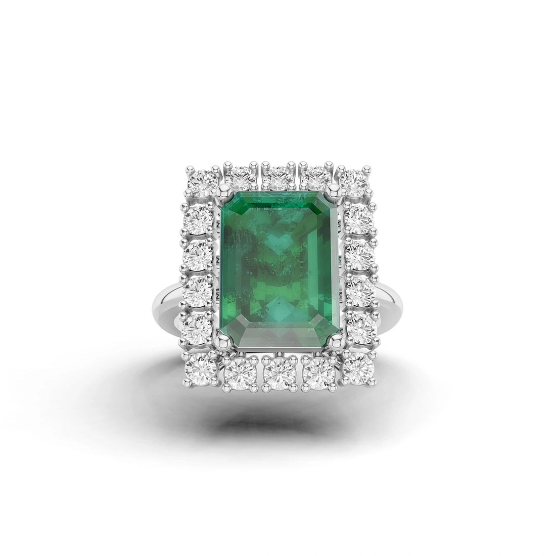 Seraphina Emerald and Diamond Halo Ring