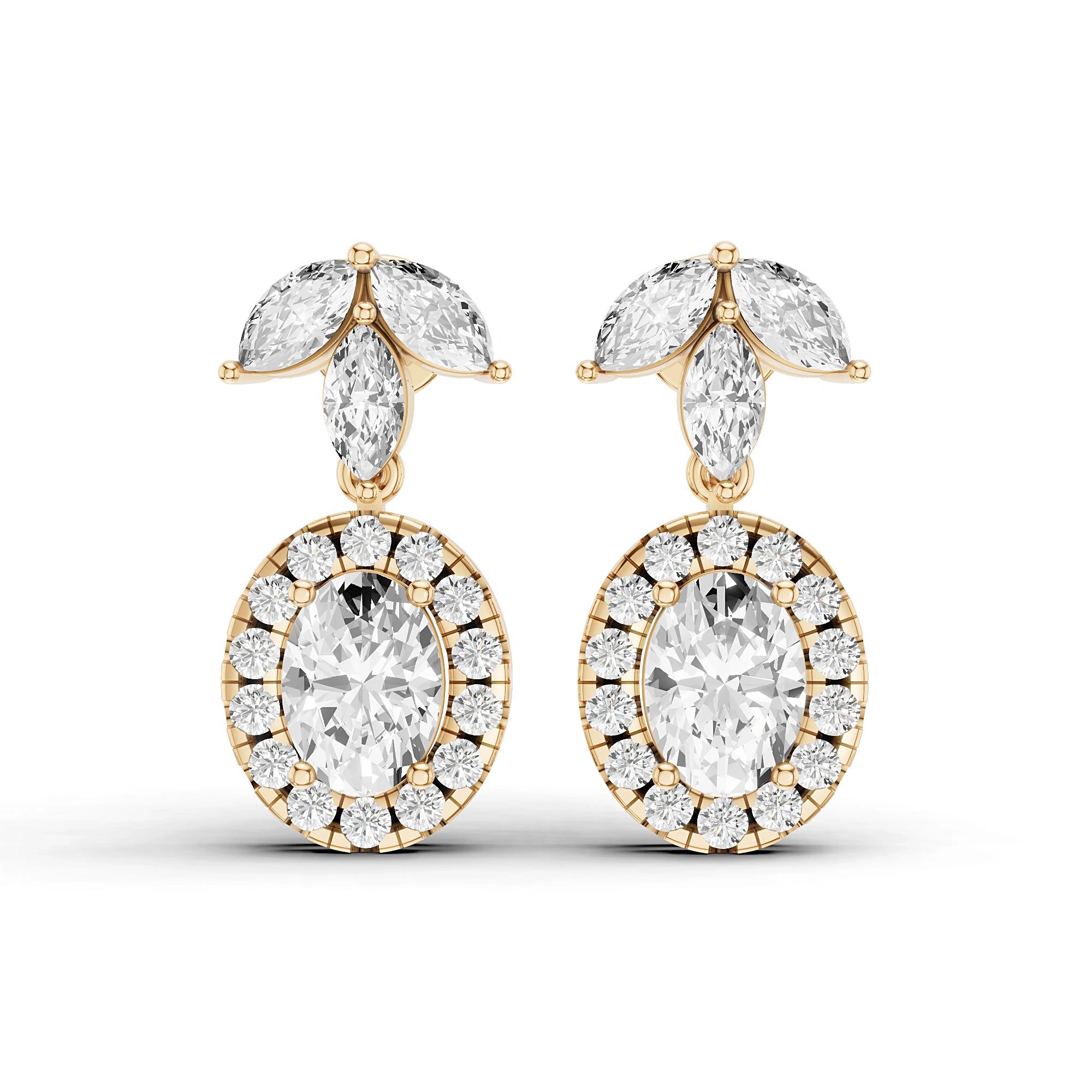 Ishani Oval and Marquise Diamond Drop Earrings