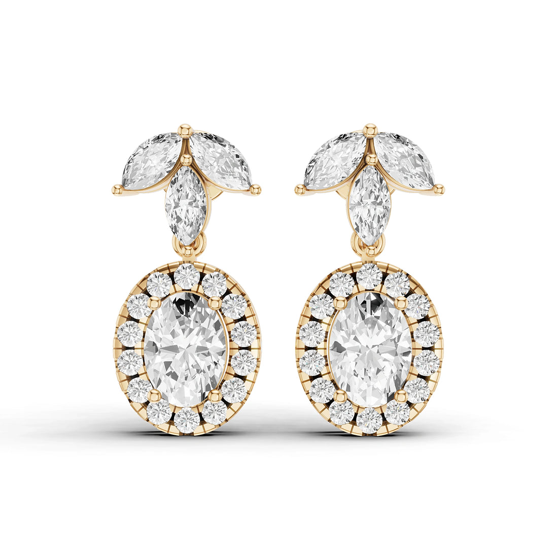Ishani Oval and Marquise Diamond Drop Earrings
