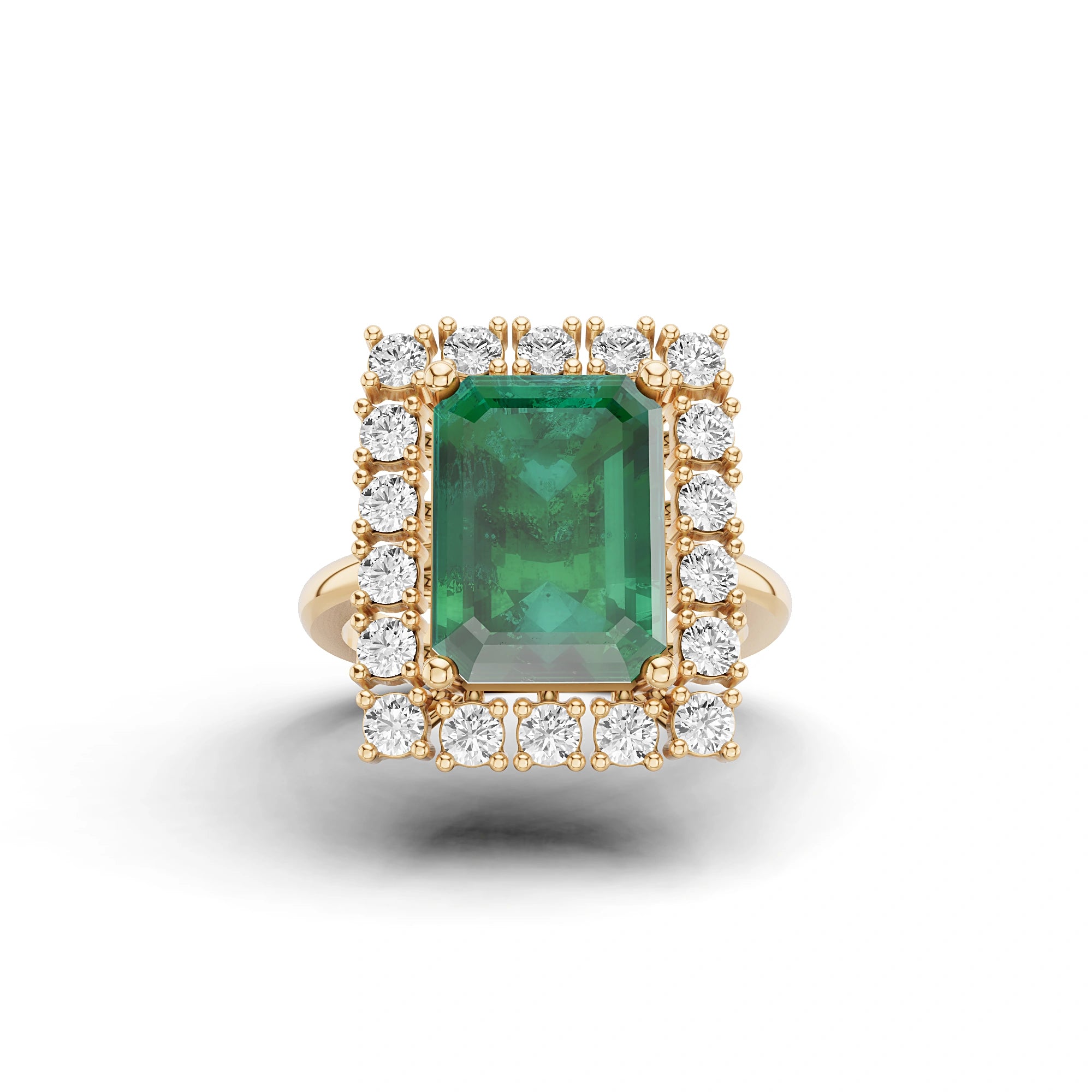 Seraphina Emerald and Diamond Halo Ring