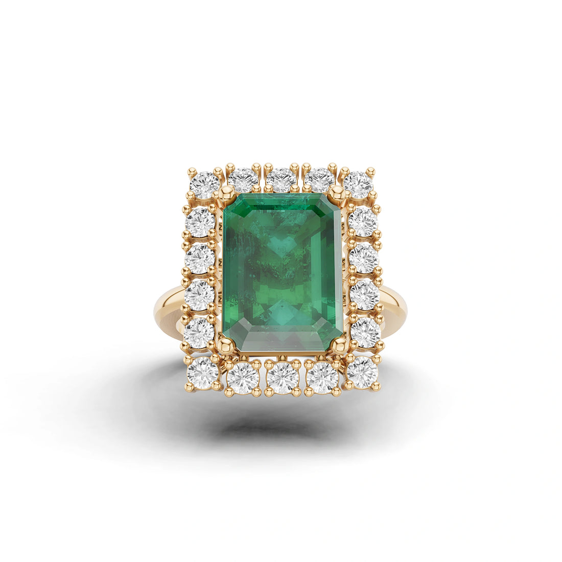 Seraphina Emerald and Diamond Halo Ring
