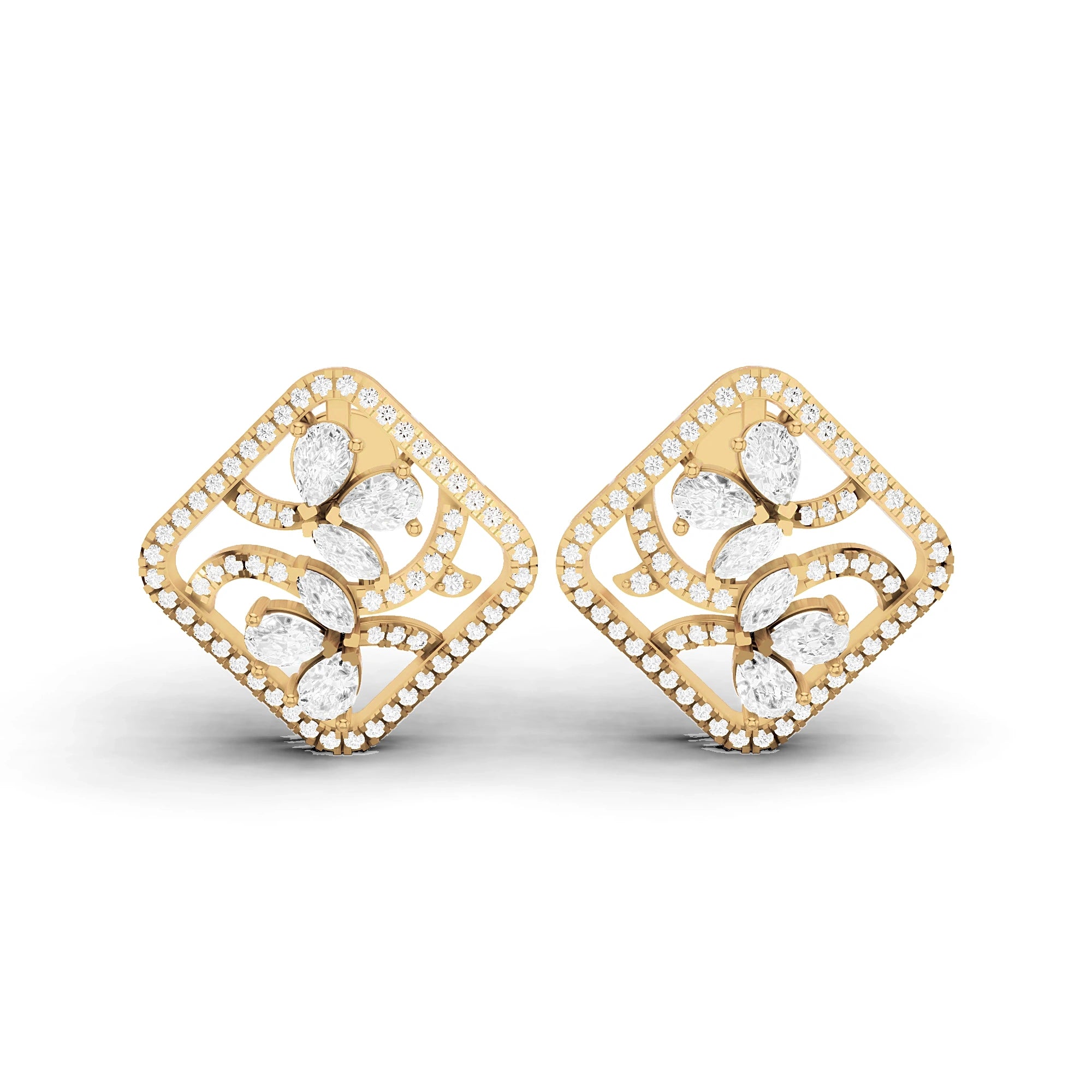 Aria Marquise and Pear Diamond Cluster Earrings