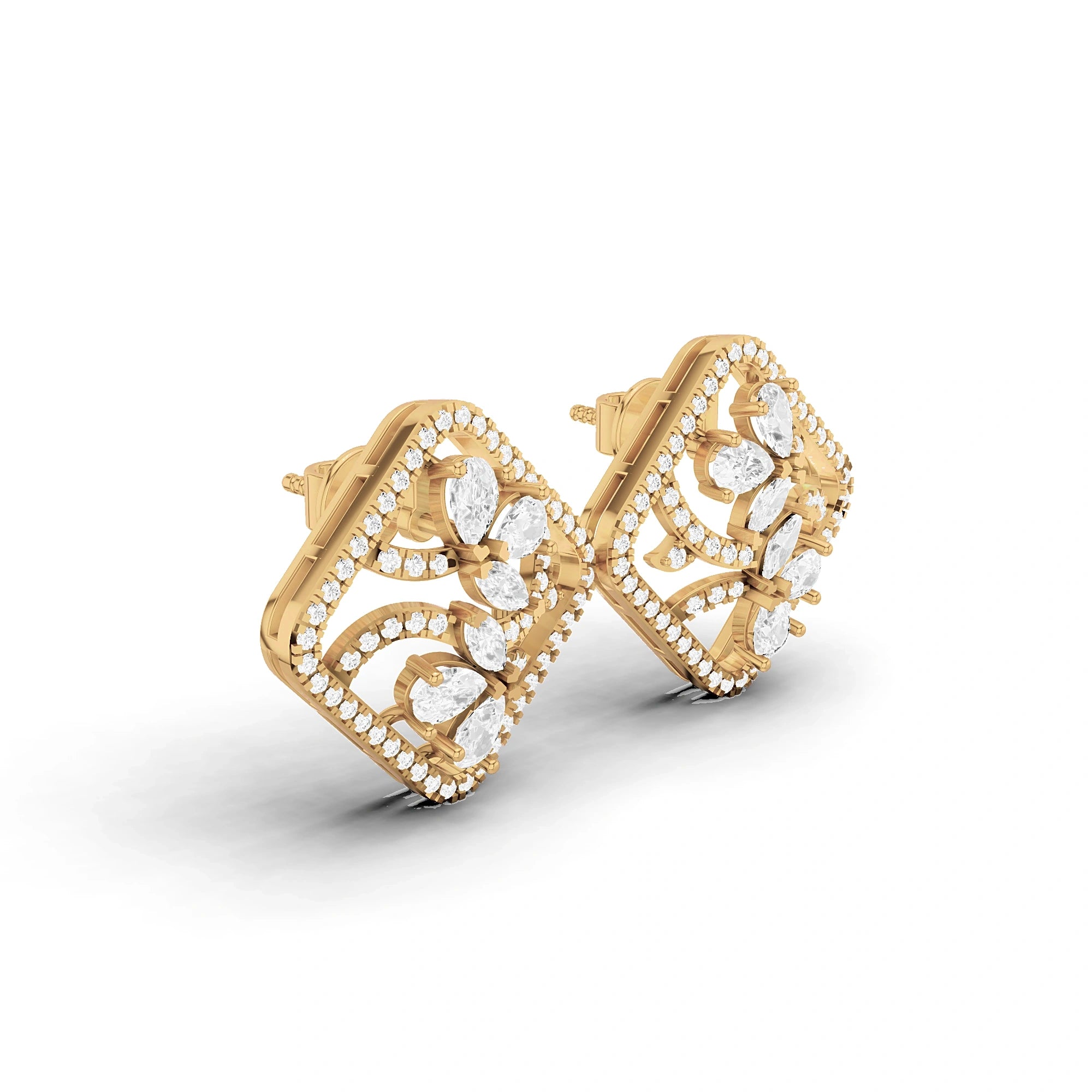 Aria Marquise and Pear Diamond Cluster Earrings