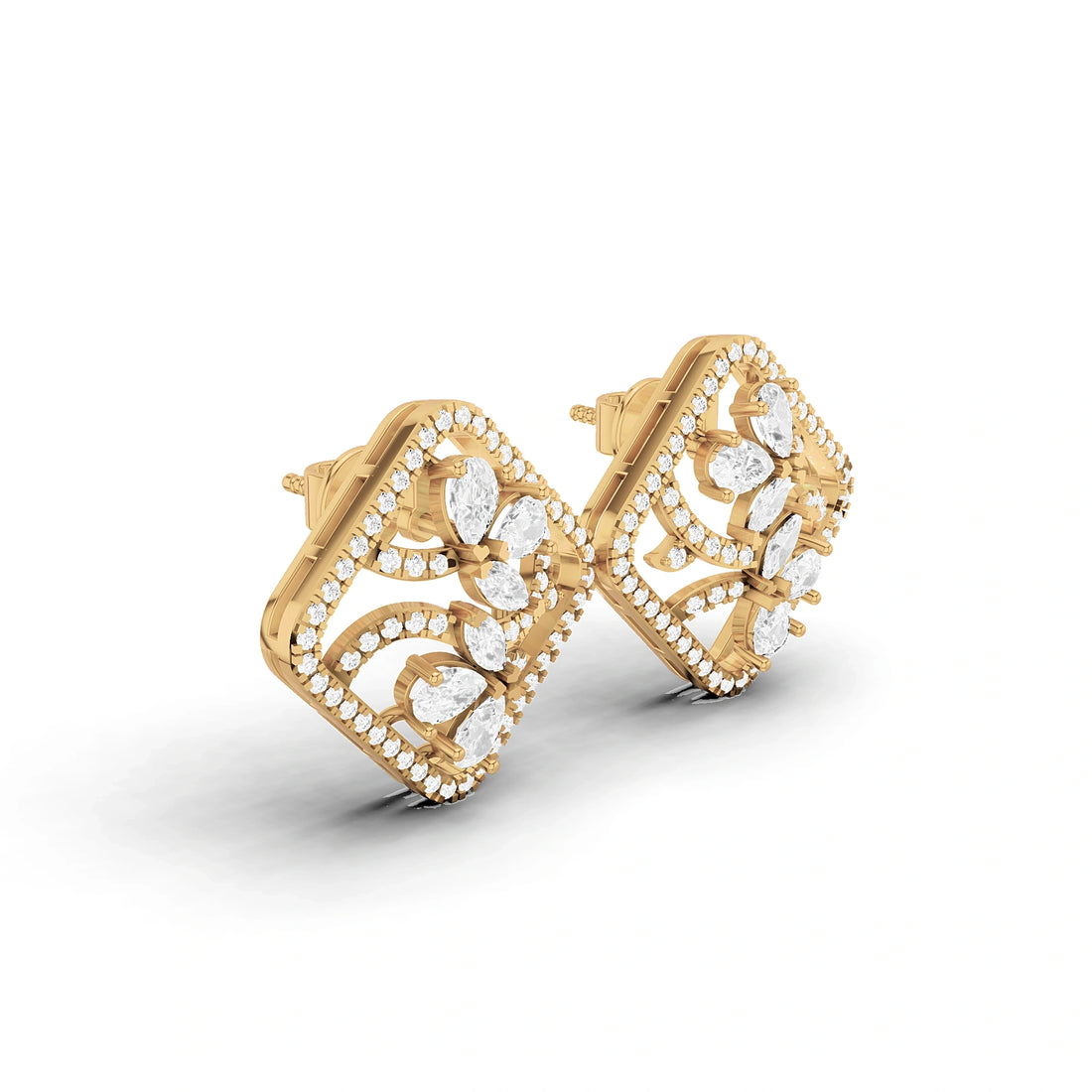 Aria Marquise and Pear Diamond Cluster Earrings