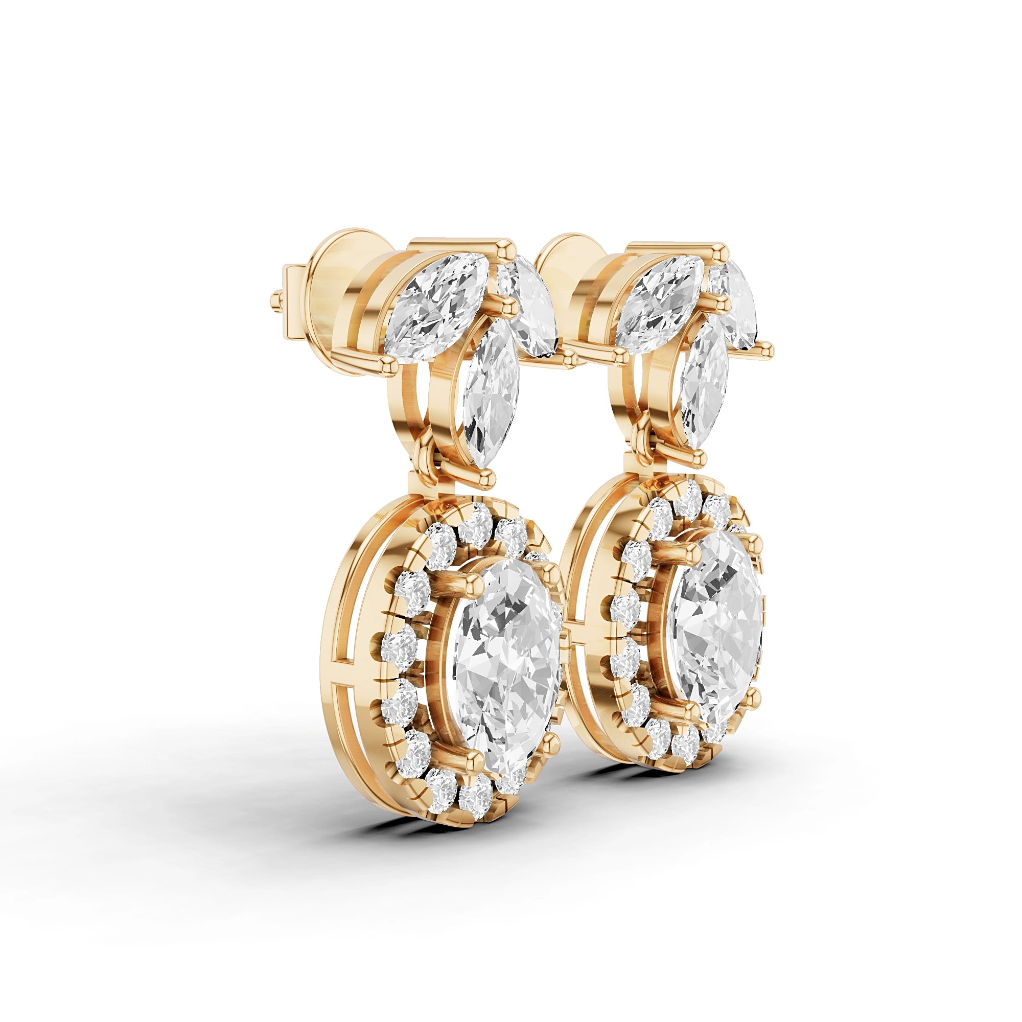 Ishani Oval and Marquise Diamond Drop Earrings