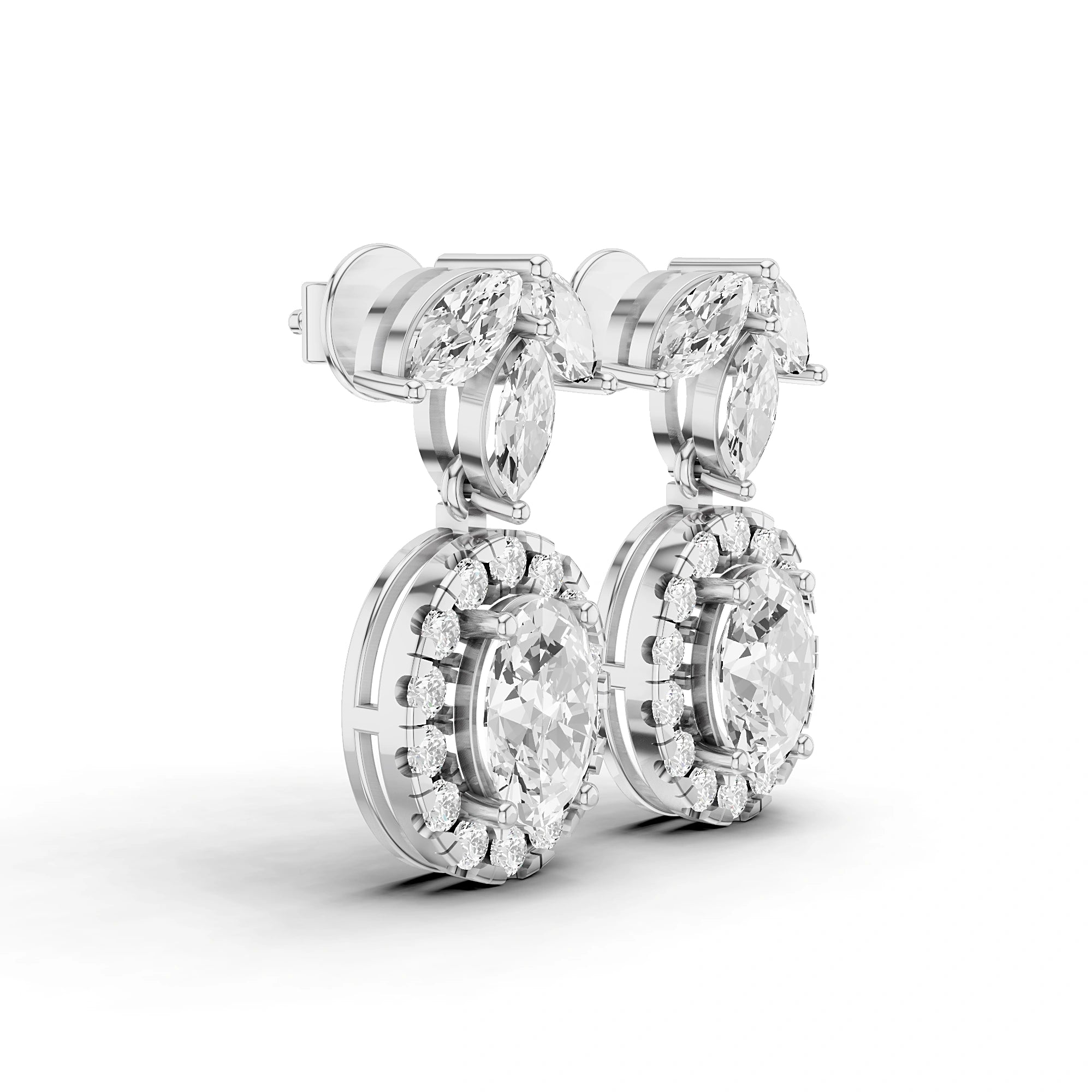 Ishani Oval and Marquise Diamond Drop Earrings