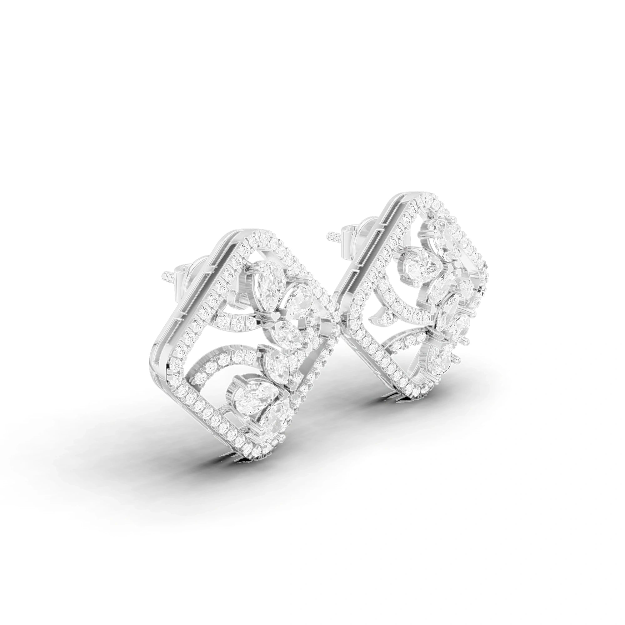 Aria Marquise and Pear Diamond Cluster Earrings