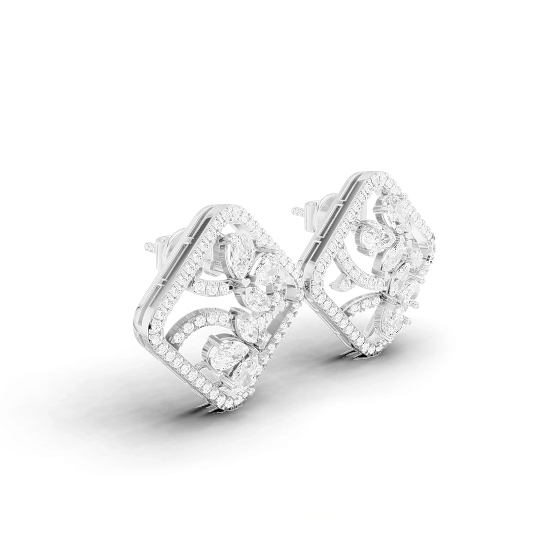 Aria Marquise and Pear Diamond Cluster Earrings