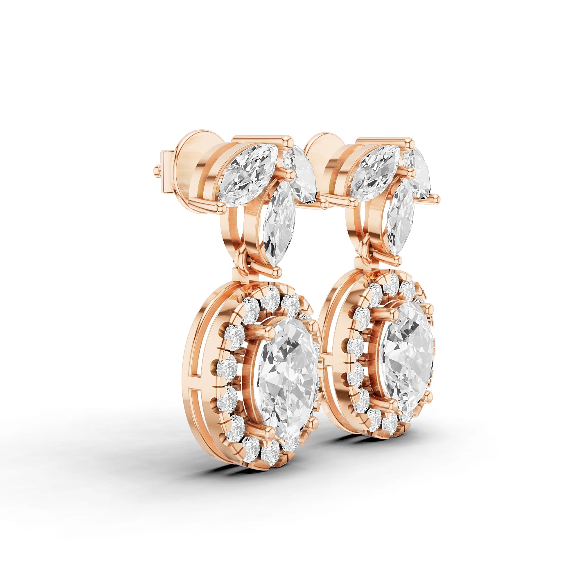 Ishani Oval and Marquise Diamond Drop Earrings