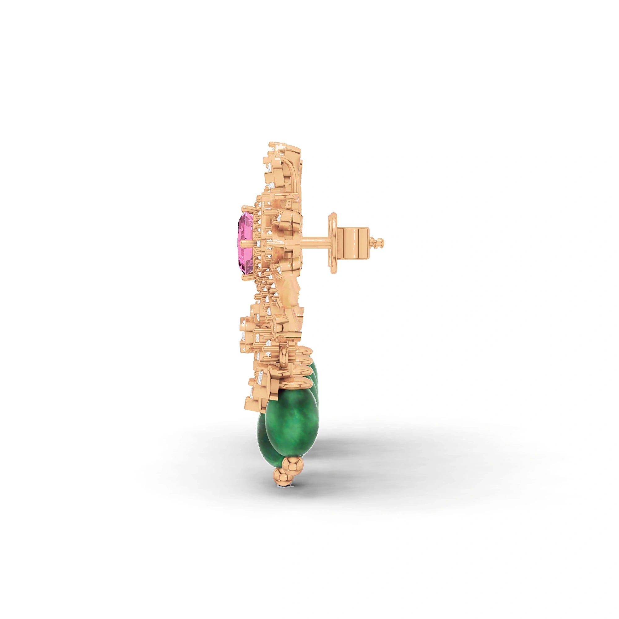Anaya Pink and Green Gemstone Chandelier Earrings