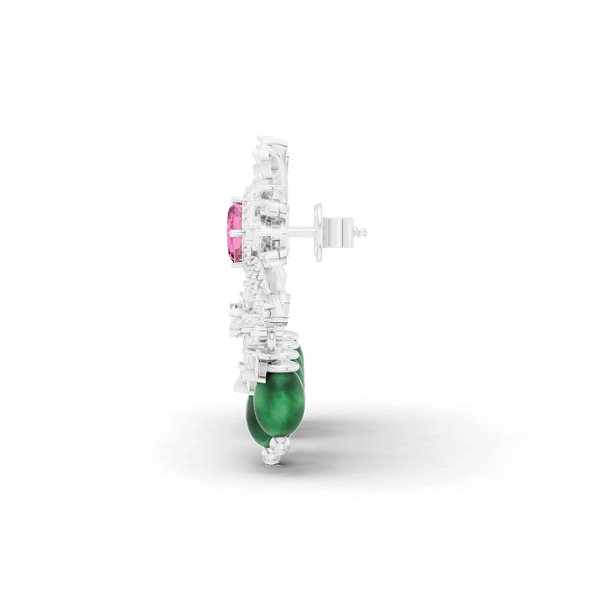 Anaya Pink and Green Gemstone Chandelier Earrings