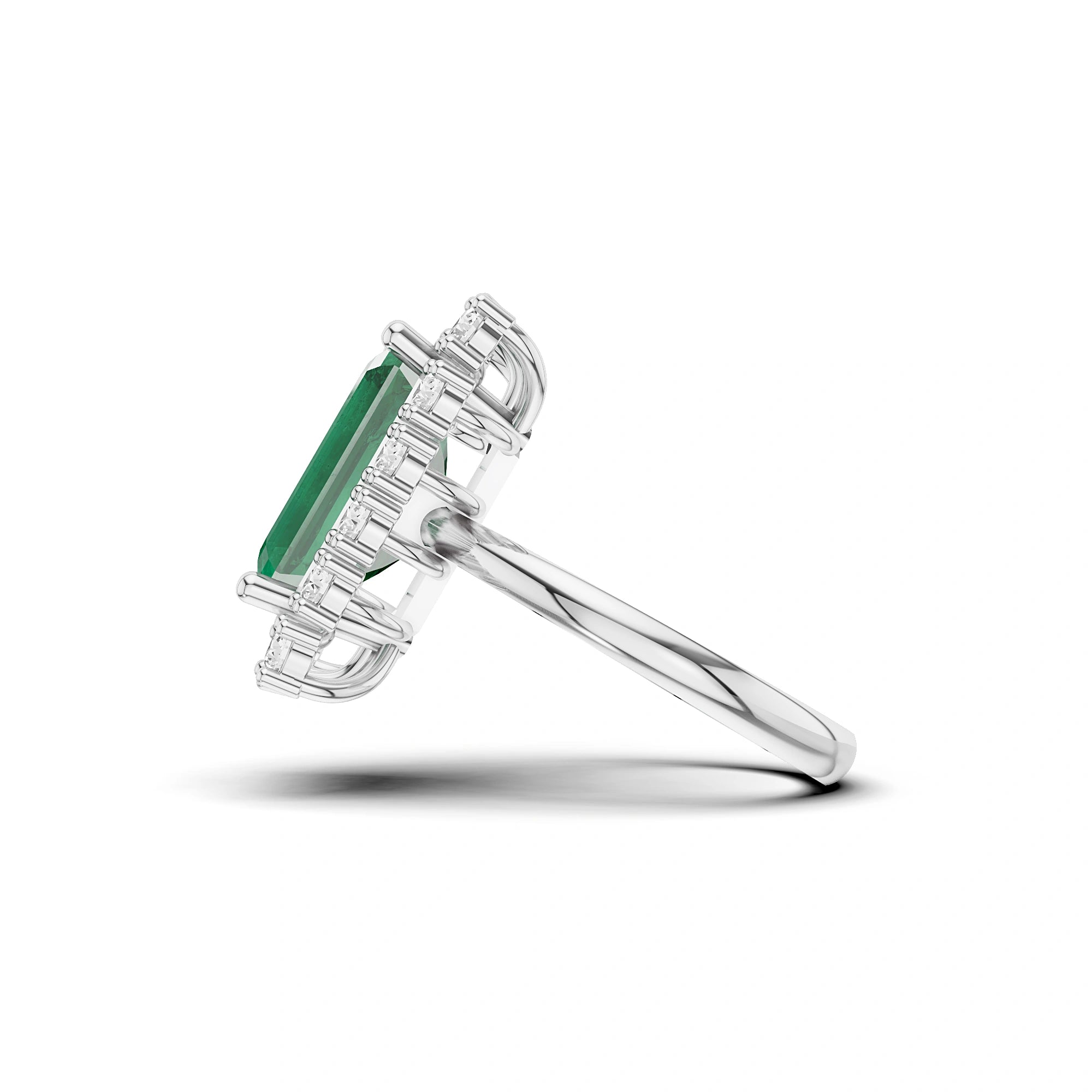 Seraphina Emerald and Diamond Halo Ring