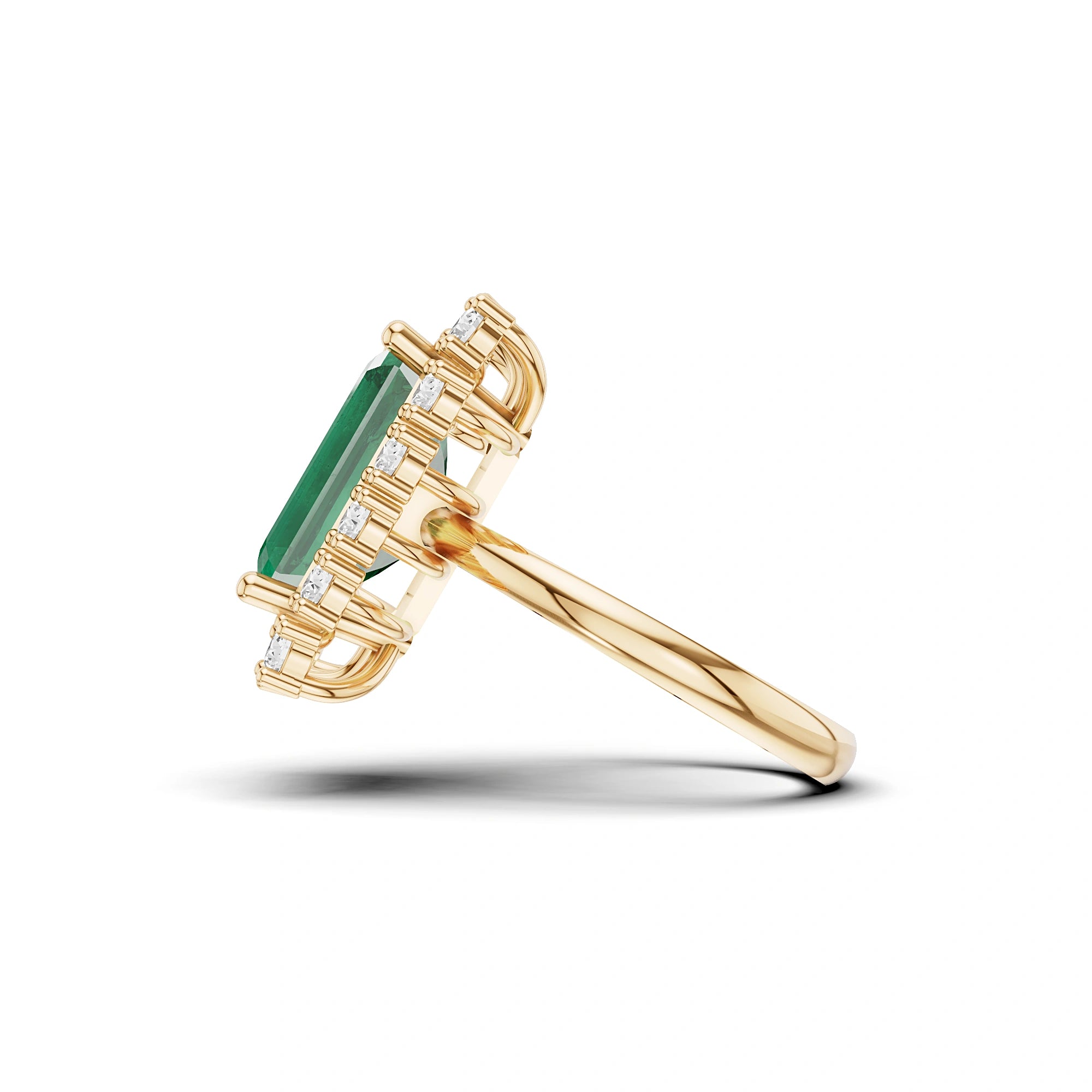 Seraphina Emerald and Diamond Halo Ring