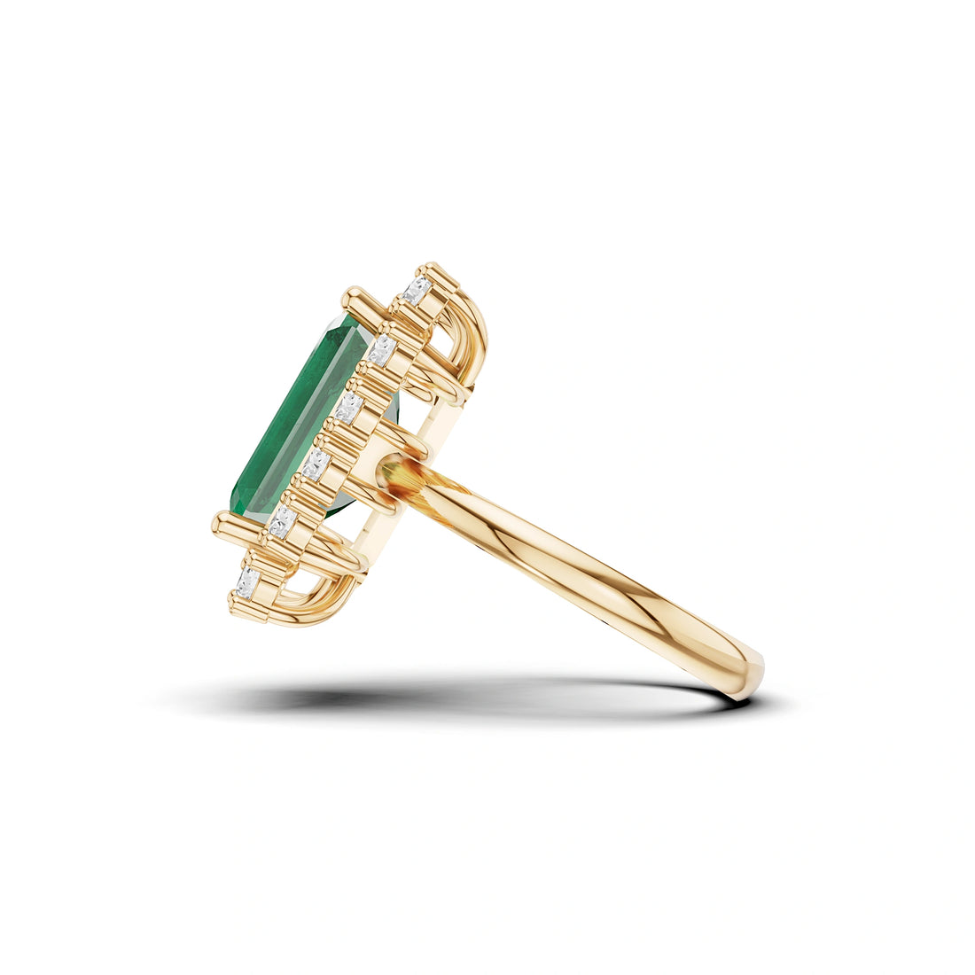 Seraphina Emerald and Diamond Halo Ring