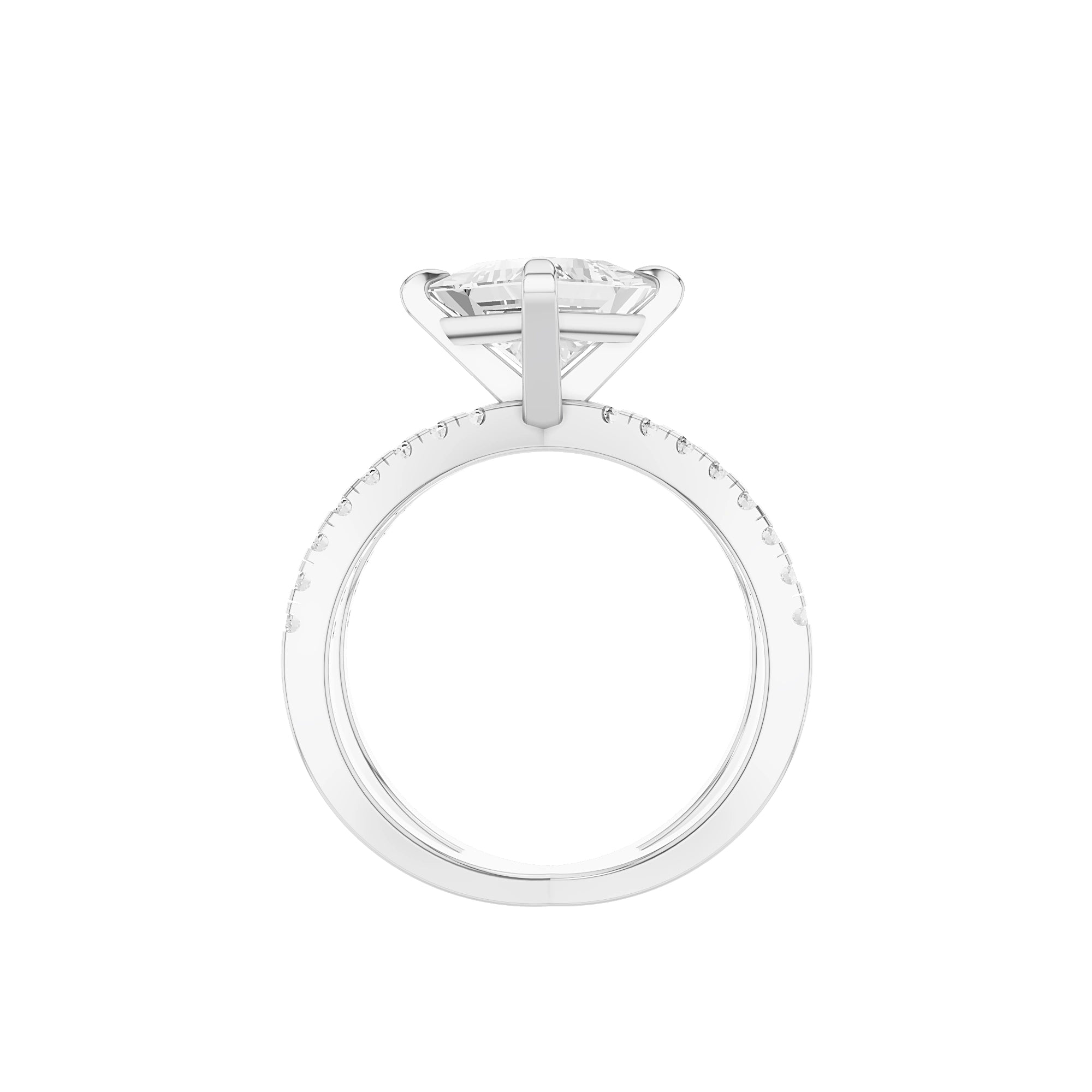 Lab Grown Princess Diamond Criss-Cross Ring in White Gold – Side Profile View