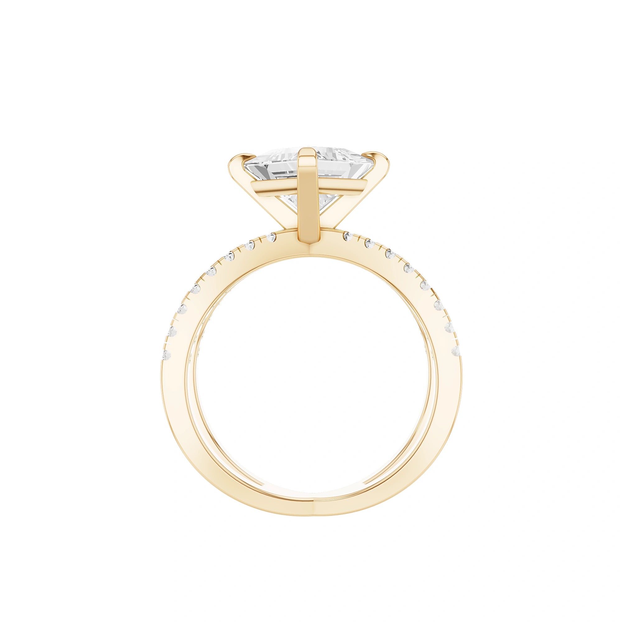 Lab Grown Princess Diamond Criss-Cross Ring in Yellow Gold – Side Profile View