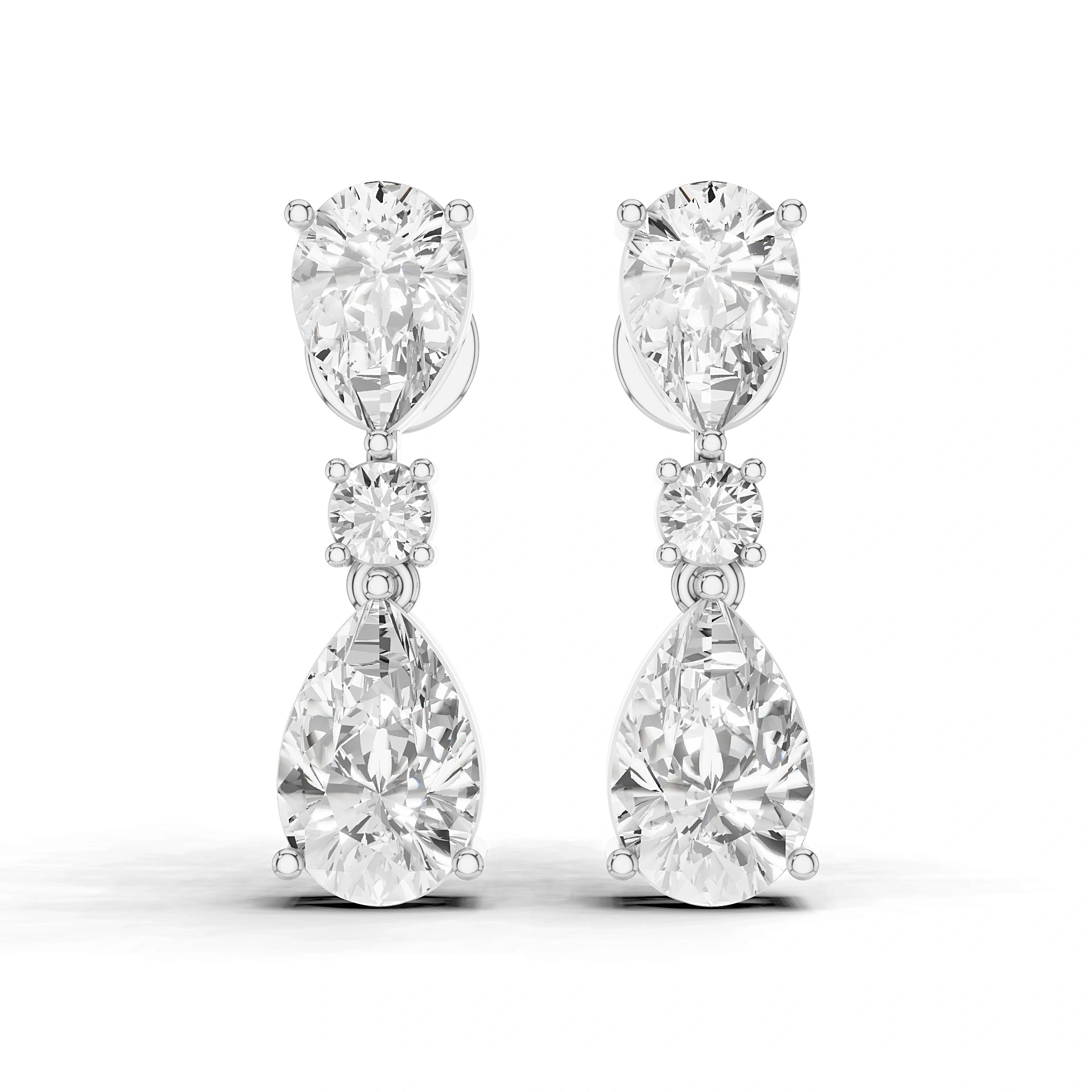 5 Carat Elara Double Pear Diamond Drop Earrings