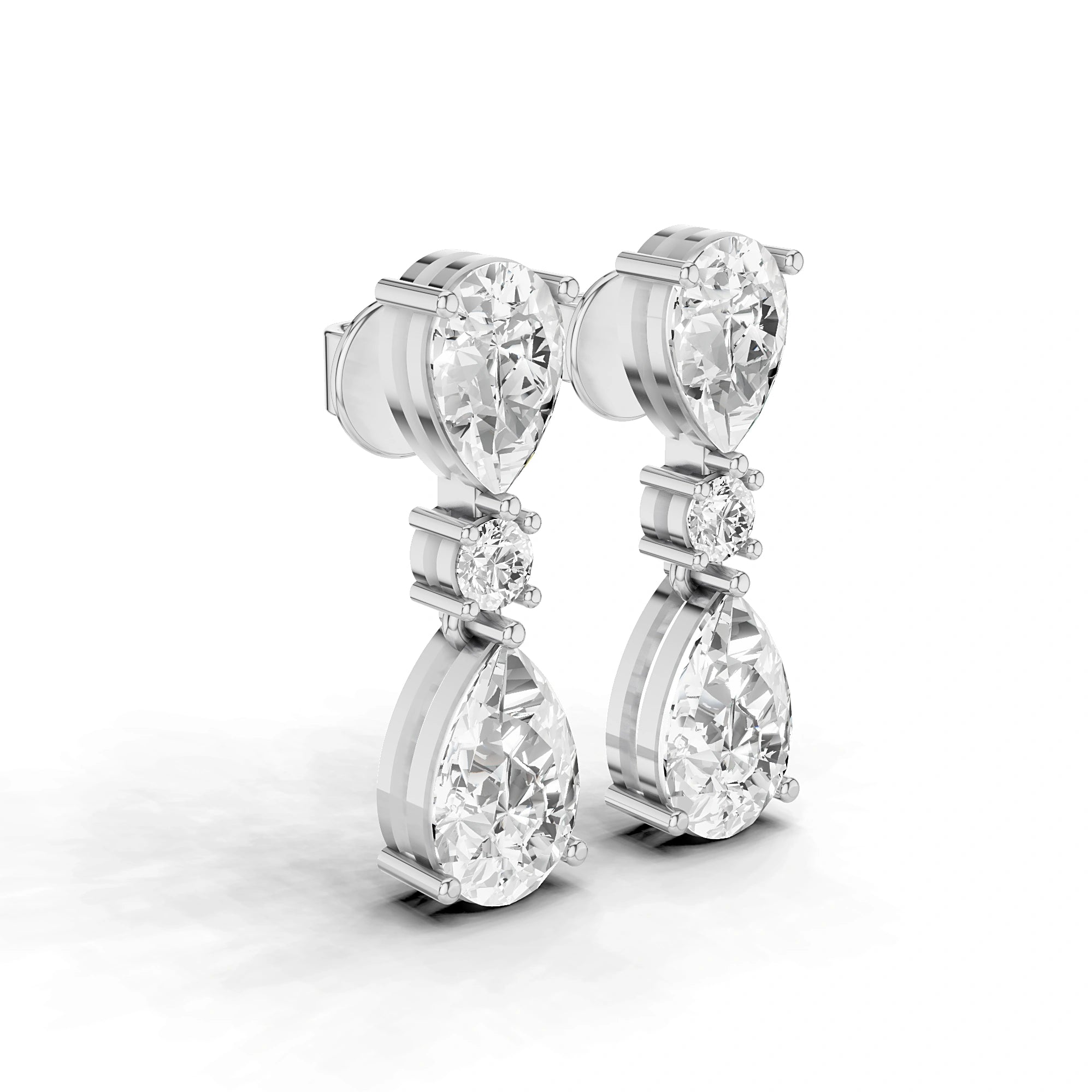 5 Carat Elara Double Pear Diamond Drop Earrings