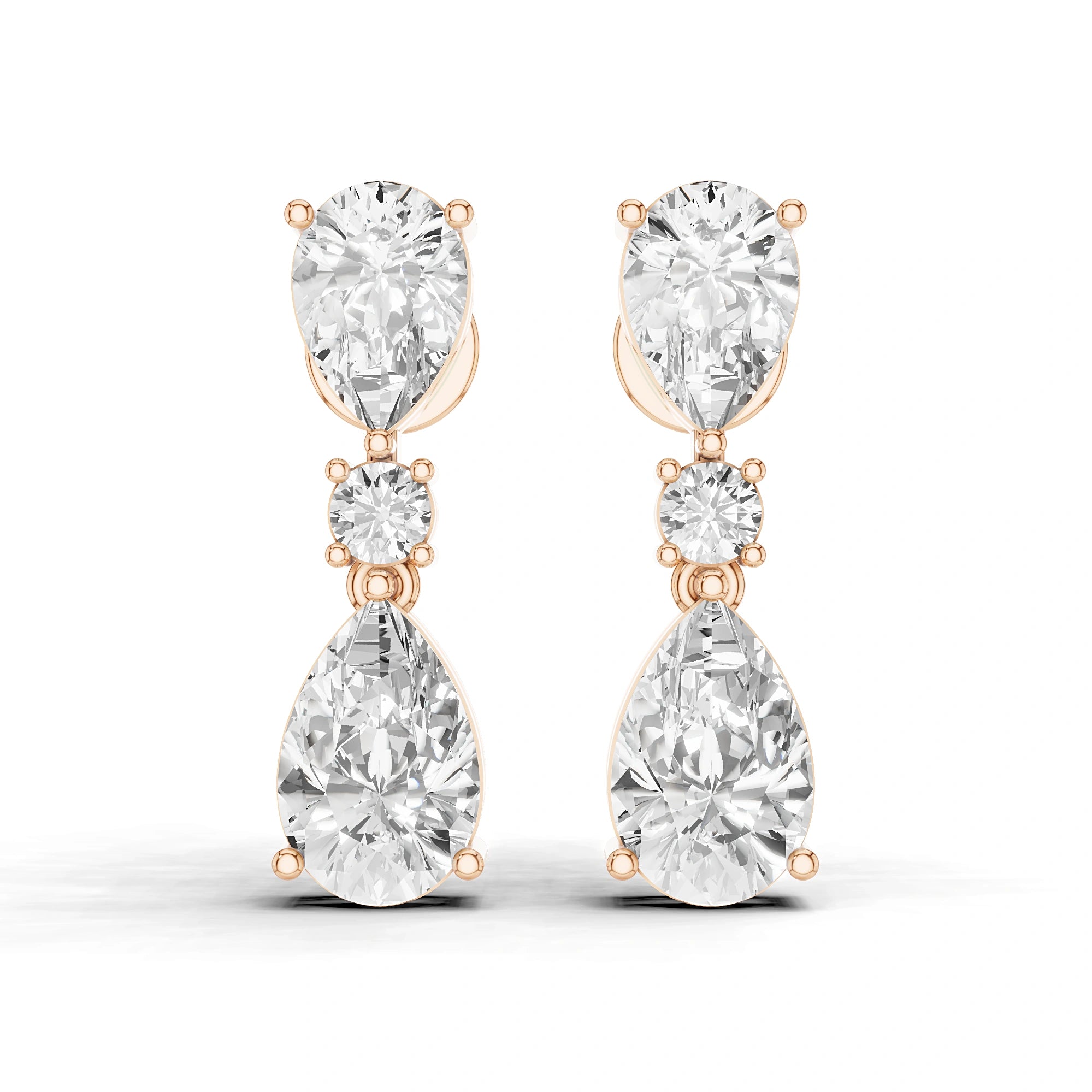 5 Carat Elara Double Pear Diamond Drop Earrings