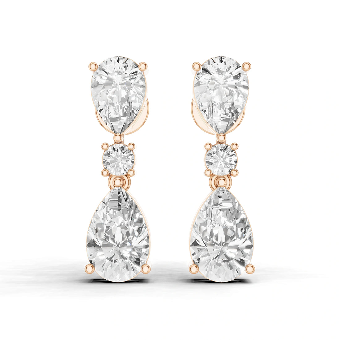 5 Carat Elara Double Pear Diamond Drop Earrings