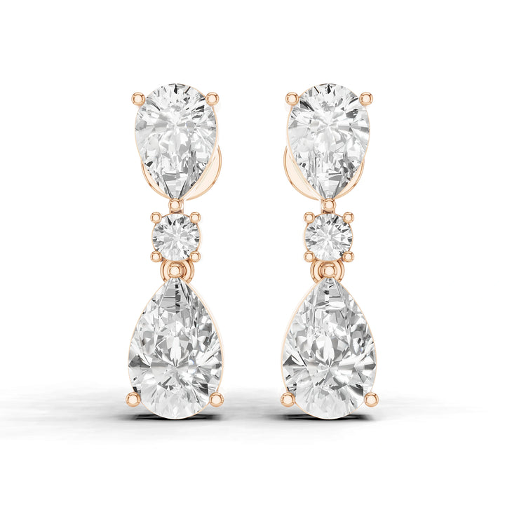 5 Carat Elara Double Pear Diamond Drop Earrings