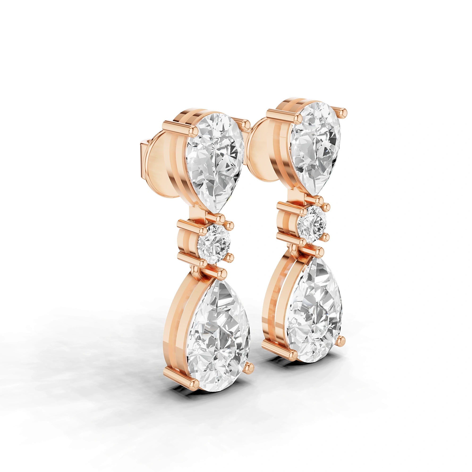 5 Carat Elara Double Pear Diamond Drop Earrings